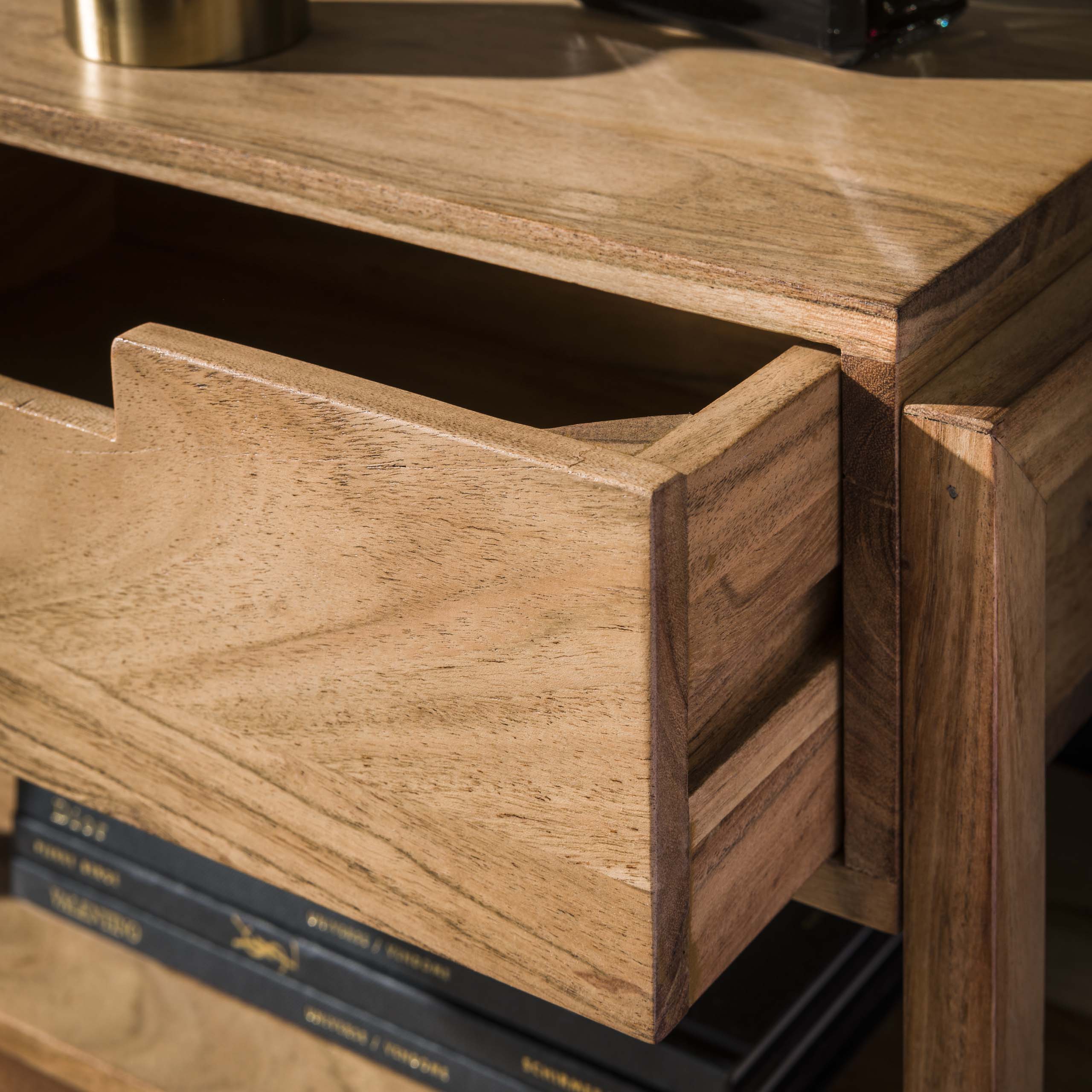 Nachtkastje houten frame zwevend 1 lade / Massief acacia - Zijlstra