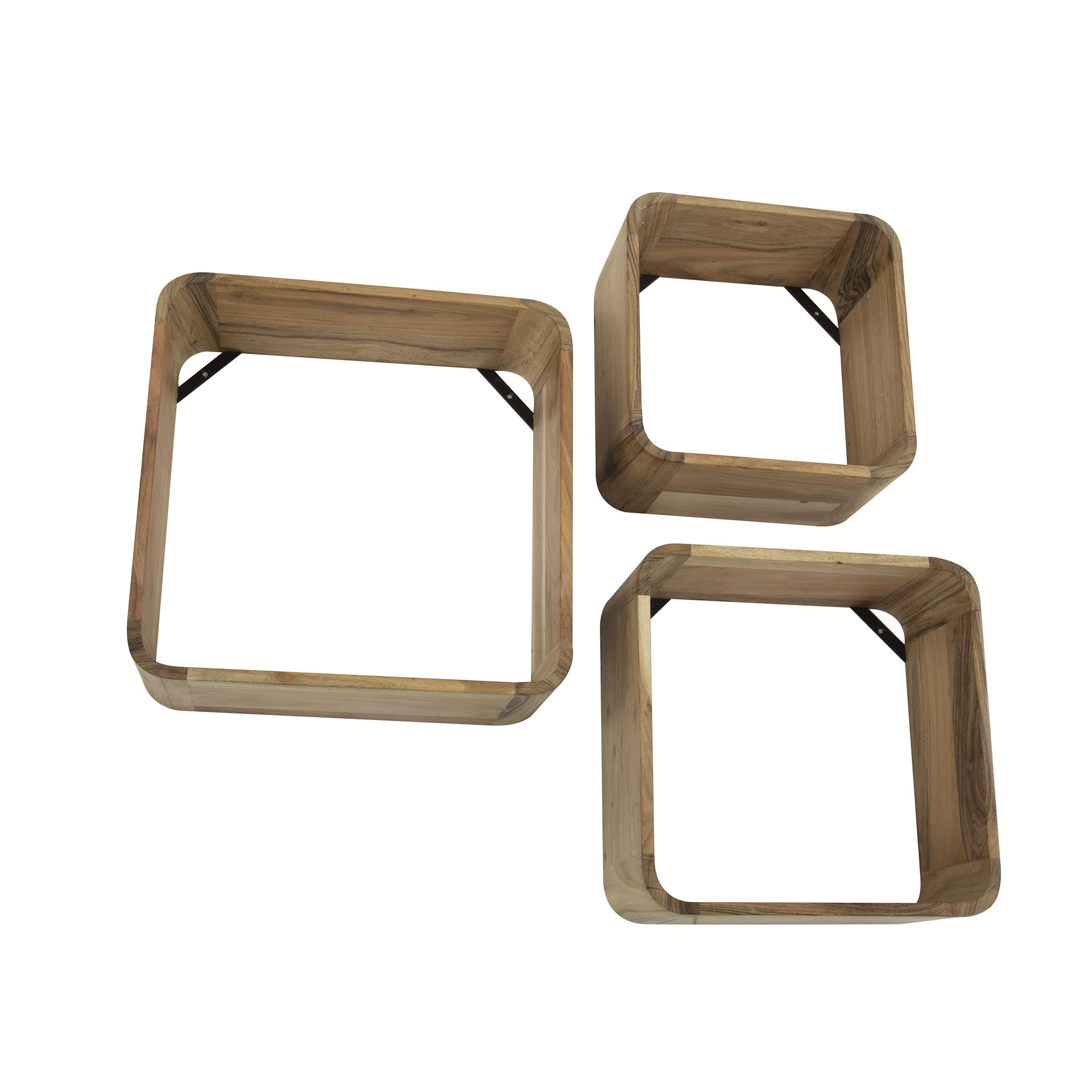 Wandregal Box (3er-Set) aus massivem Akazienholz (Massiv acacia) - Emmo Design