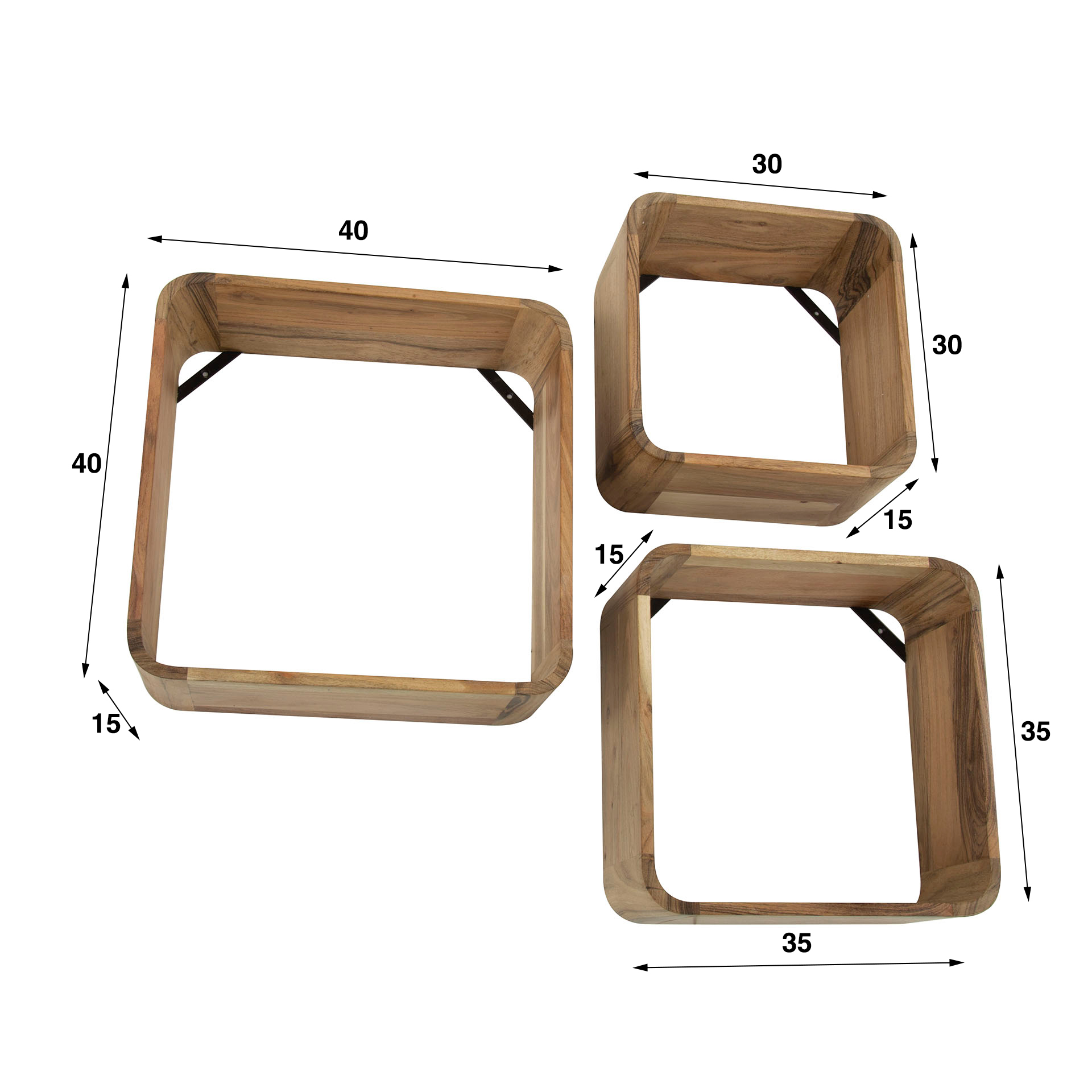Wall Shelf Box set of 3 / Solid acacia - Zijlstra