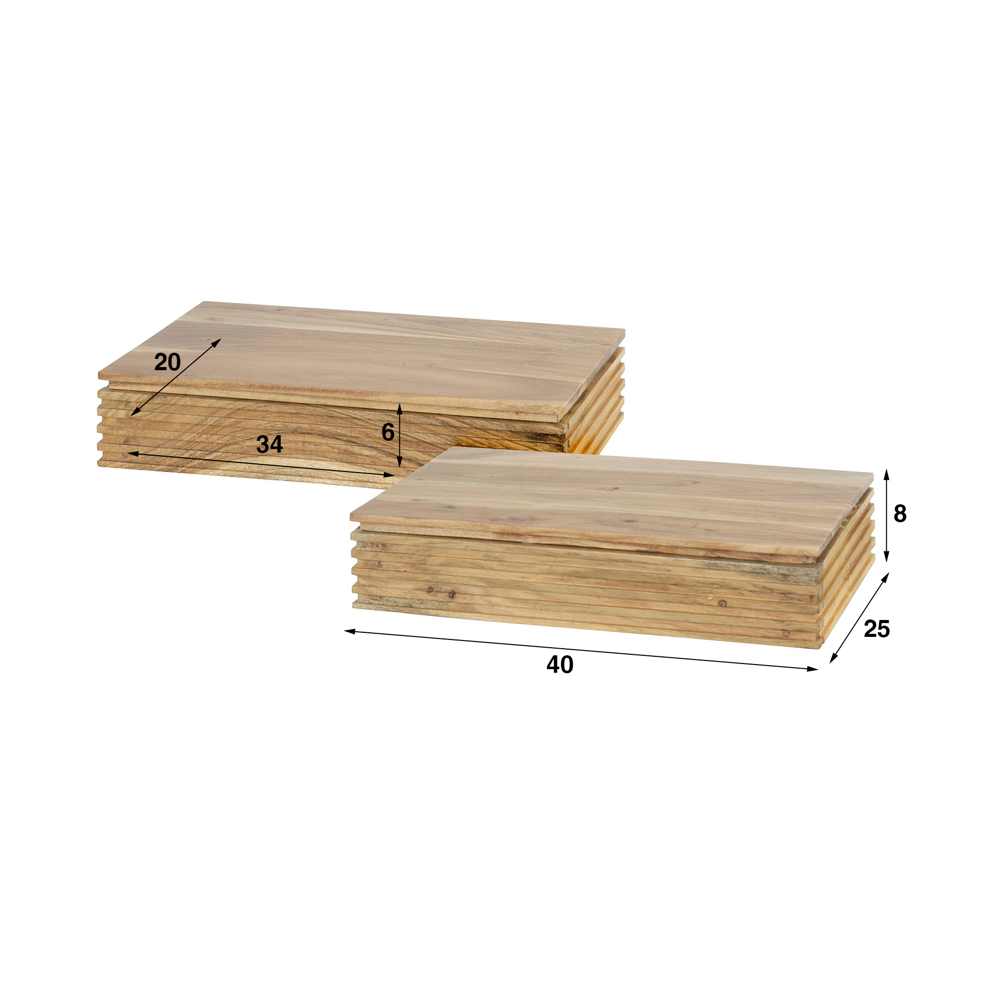 Mesita de noche Layer L 1 cajón set de 2 / Acacia maciza - Zijlstra