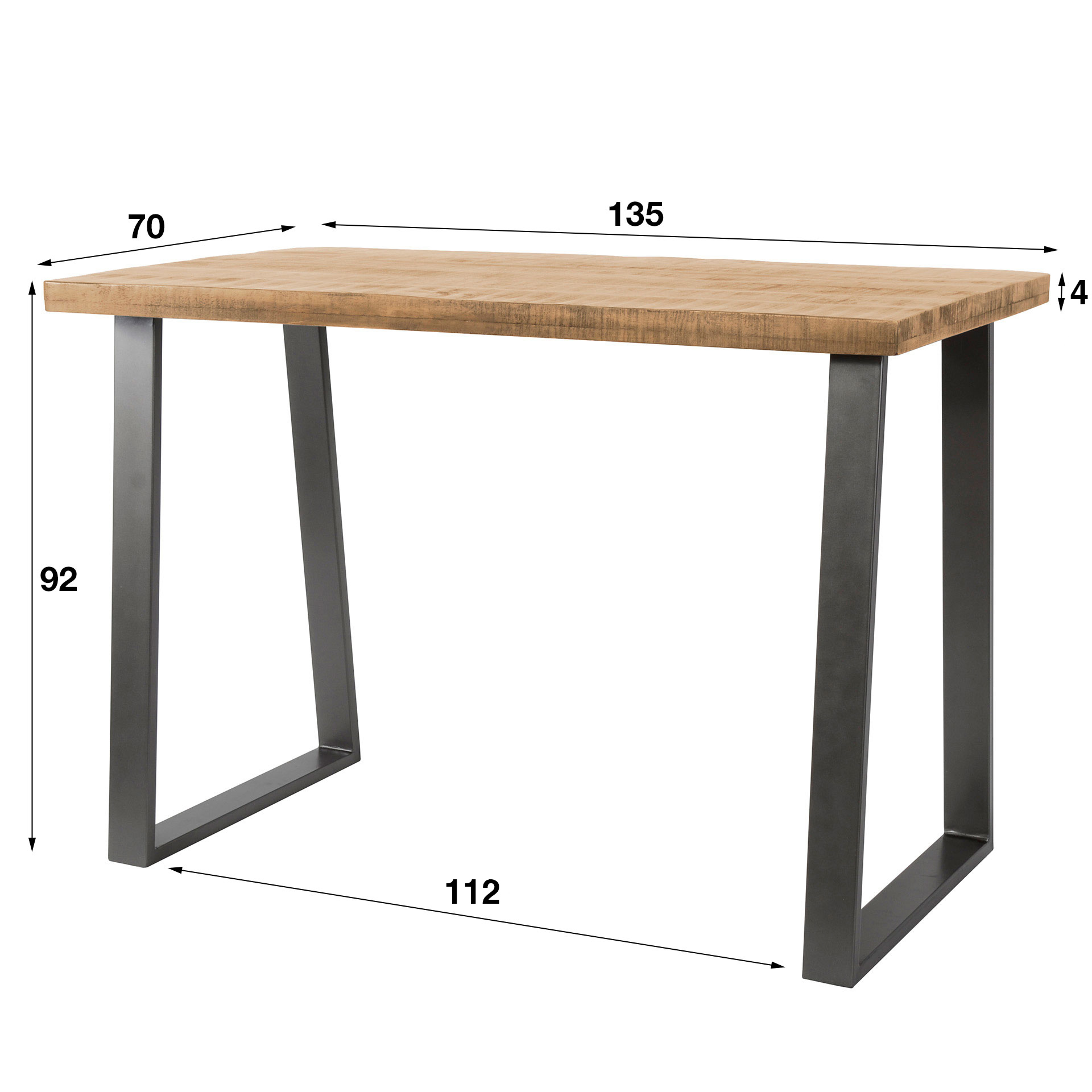Mesa alta de bar maciza forma trapezoidal 135cm / Mango macizo envejecido - Zijlstra