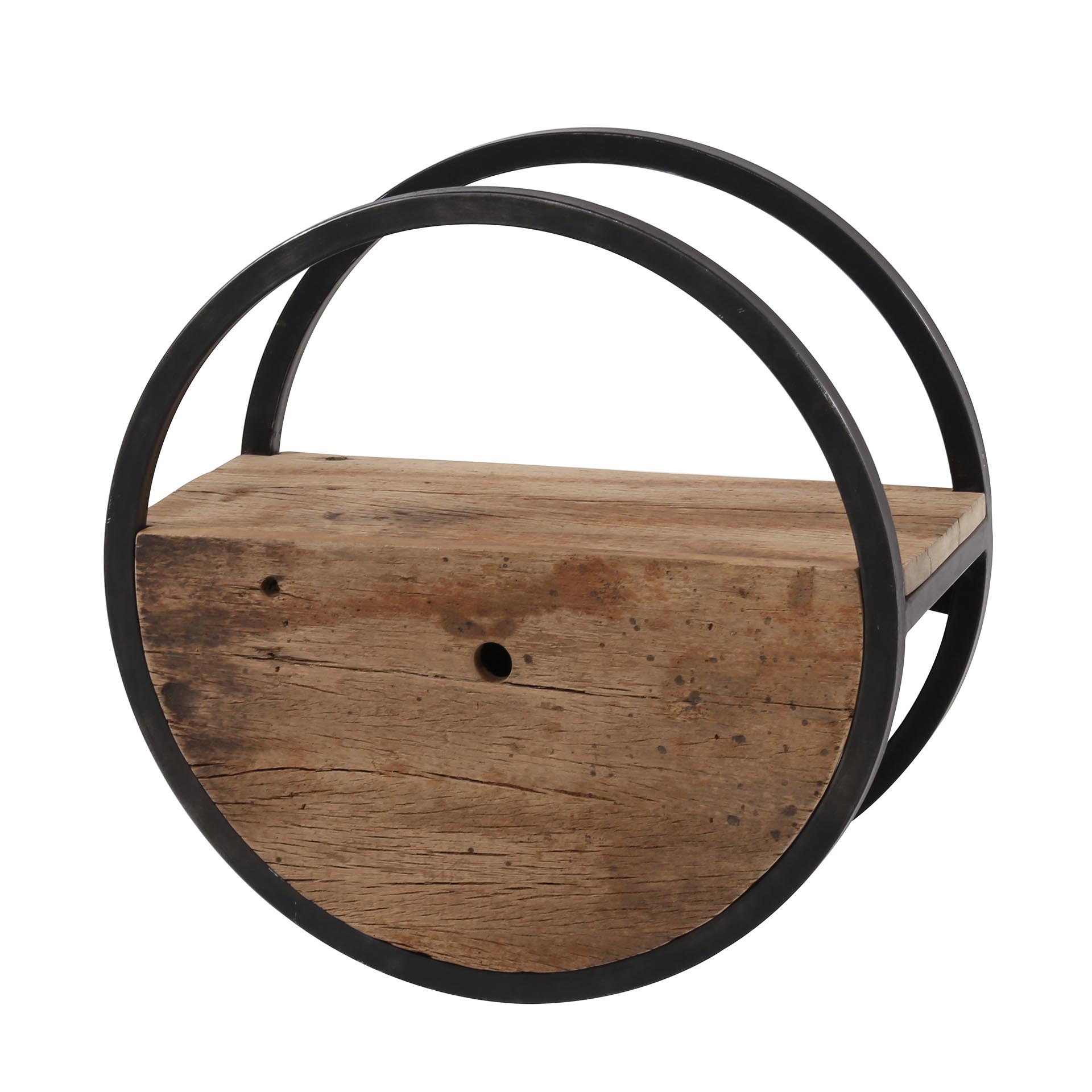 Wall Shelf Circular 1 drawer Ø40cm / Robust hardwood - Zijlstra