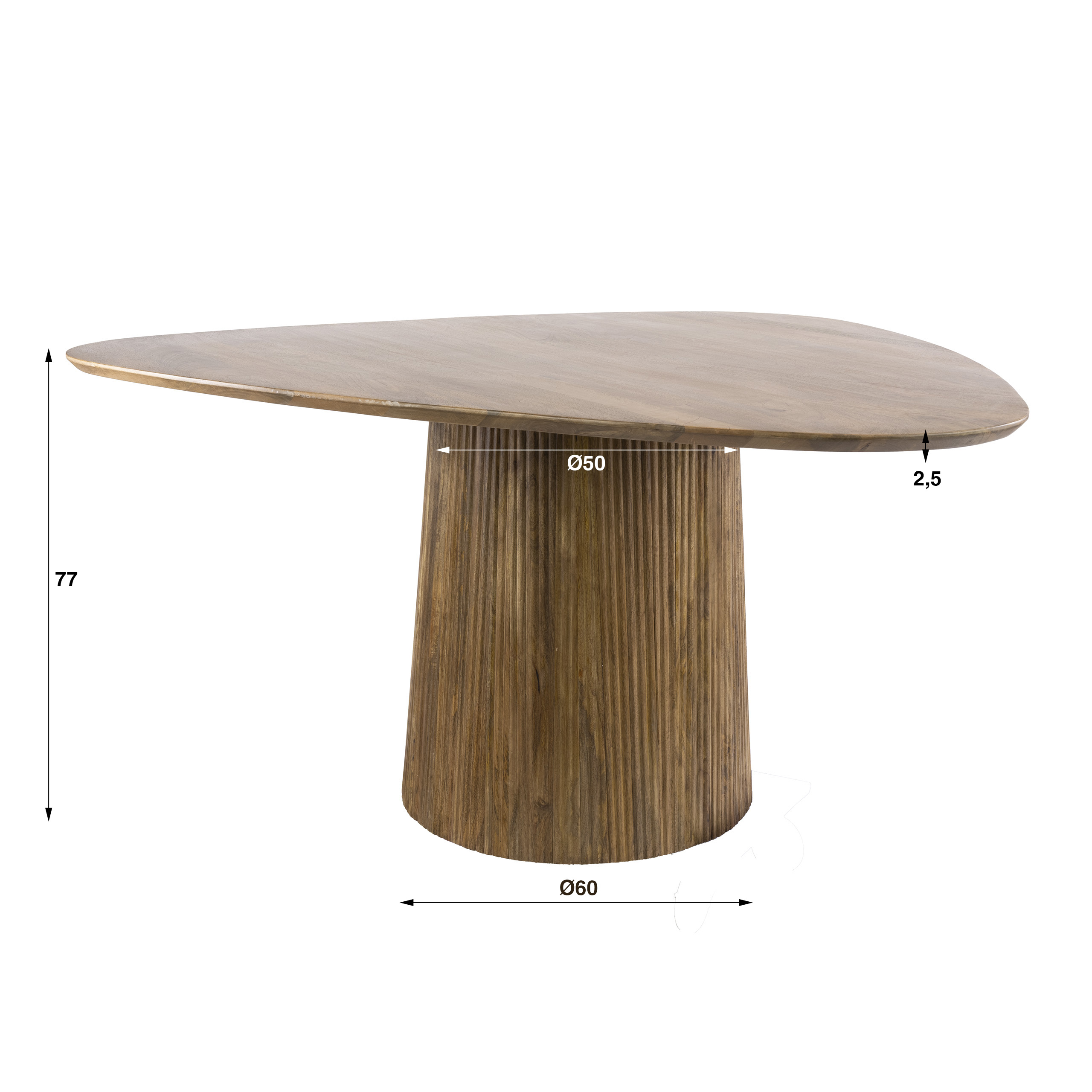 Eettafel Wave Centro driehoekig 150cm / Massief mango zand - Zijlstra