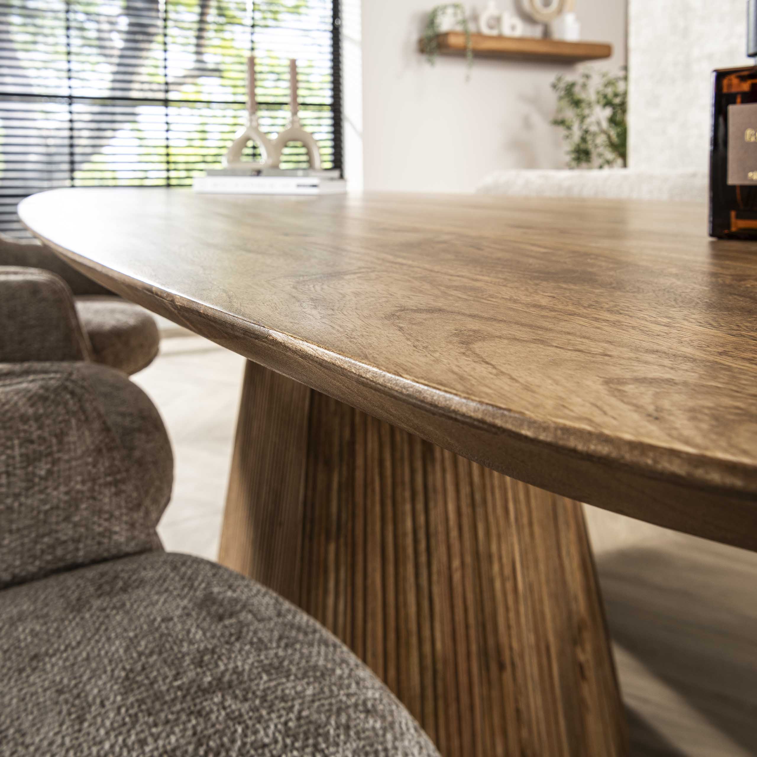 Eettafel Wave Centro deens ovaal 180cm / Massief mango zand - Zijlstra