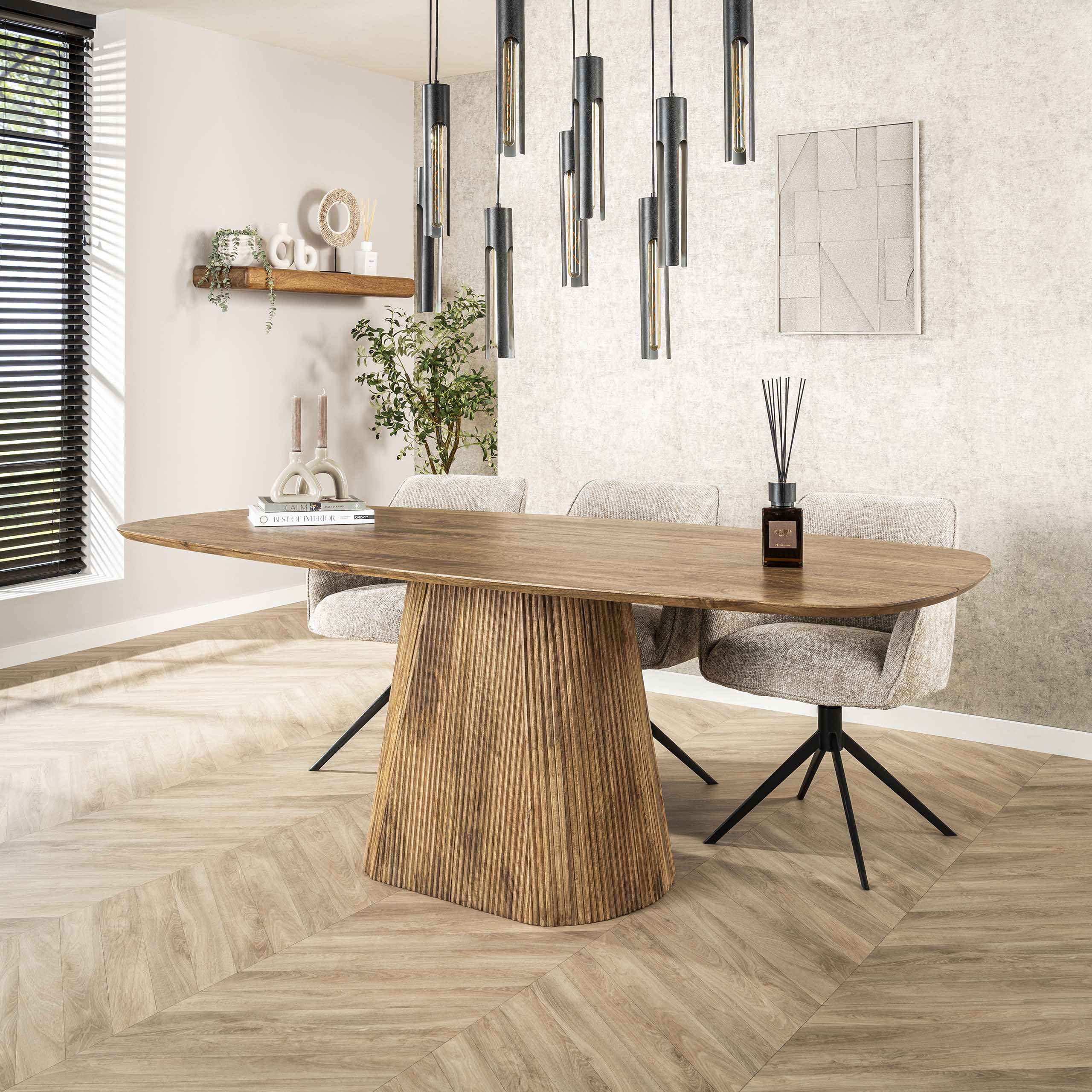 Eettafel Wave Centro deens ovaal 180cm / Massief mango zand - Zijlstra