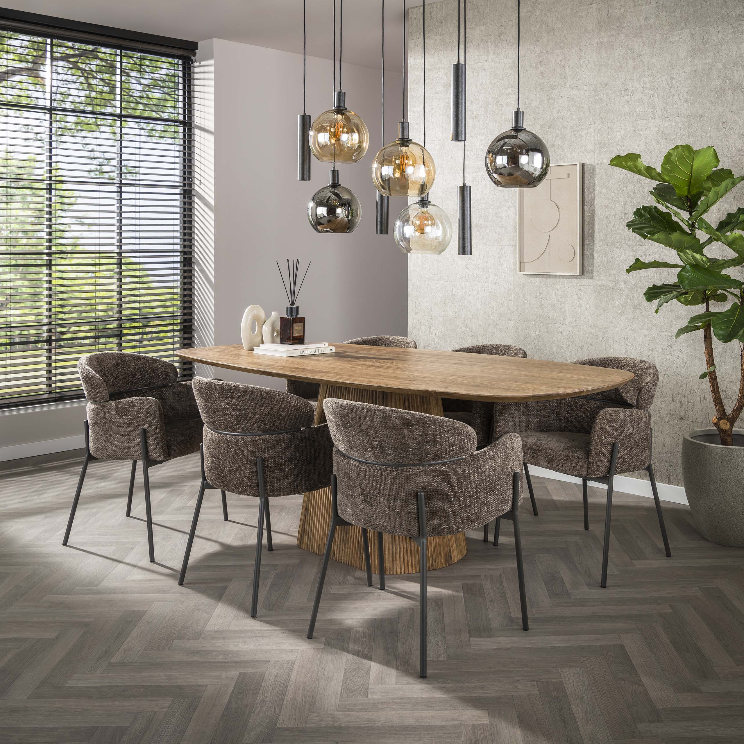 Eettafel Wave Centro deens ovaal 180cm / Massief mango zand - Zijlstra