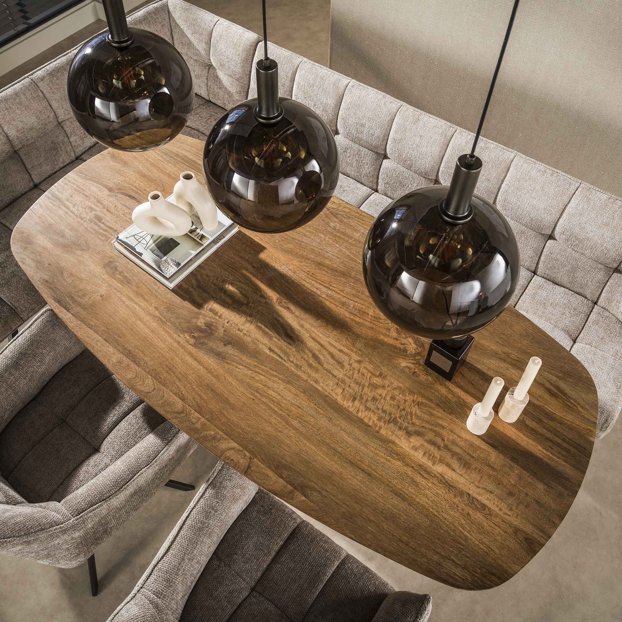 Eettafel Wave Centro deens ovaal 180cm / Massief mango zand - Zijlstra