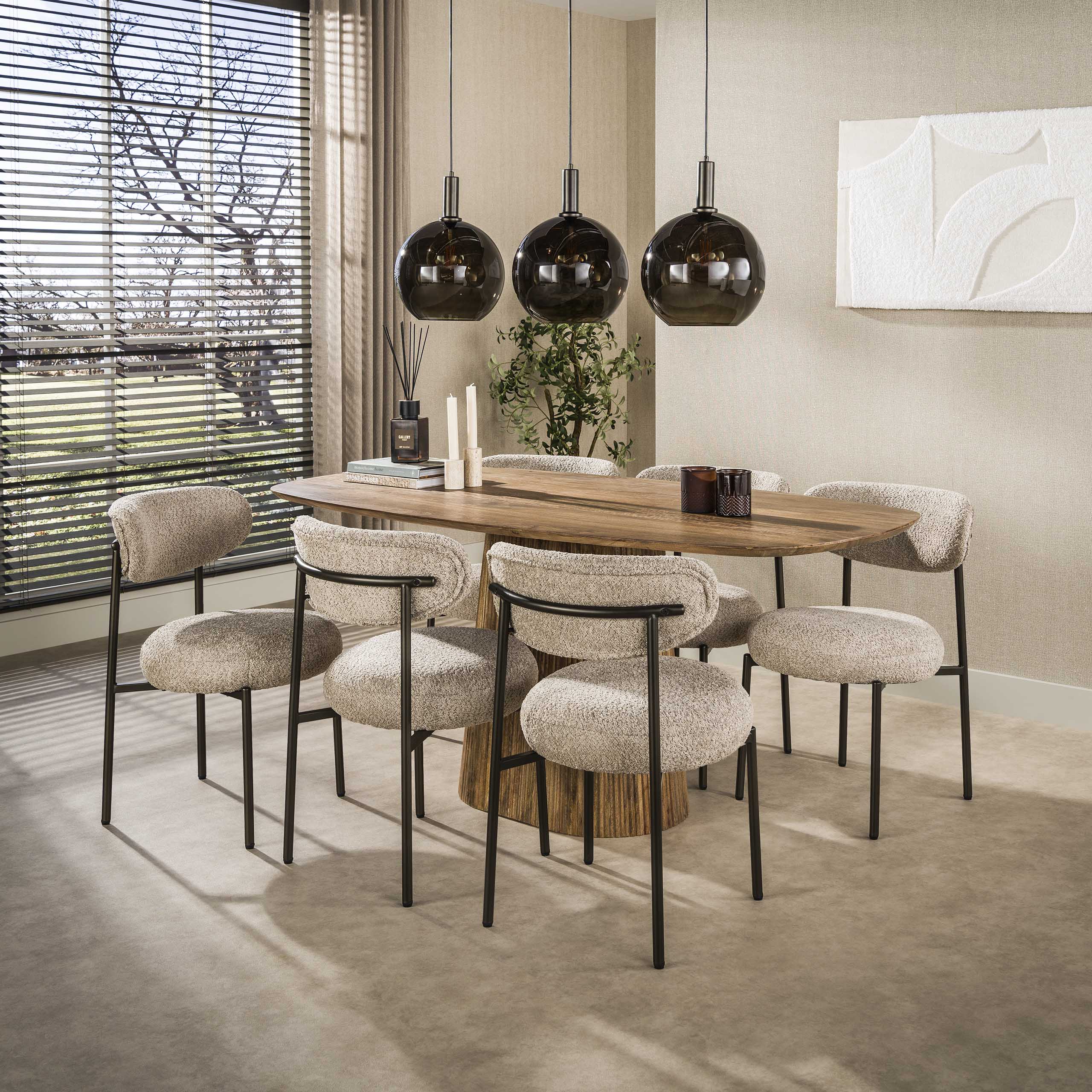 Eettafel Wave Centro deens ovaal 180cm / Massief mango zand - Zijlstra