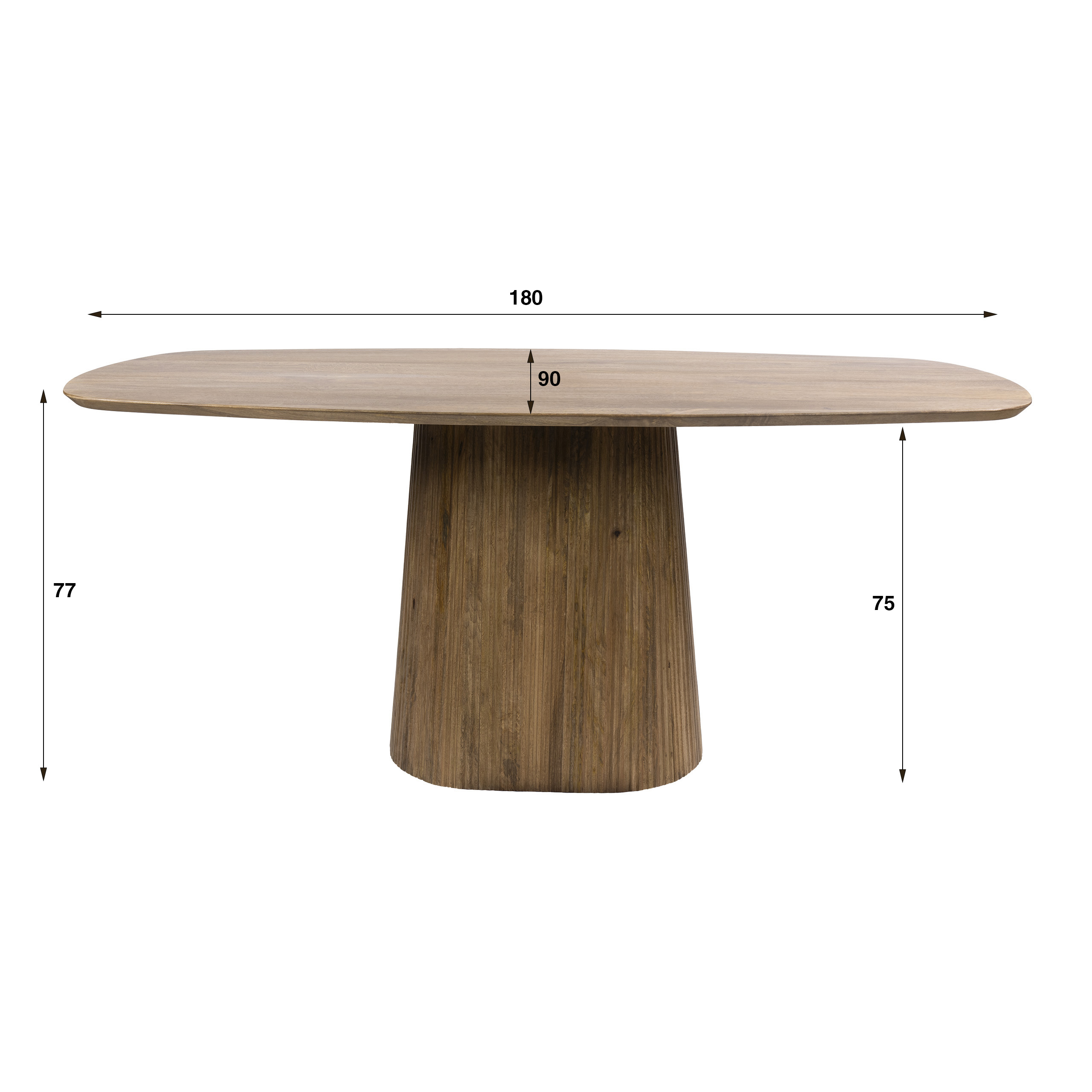 Eettafel Wave Centro deens ovaal 180cm / Massief mango zand - Zijlstra