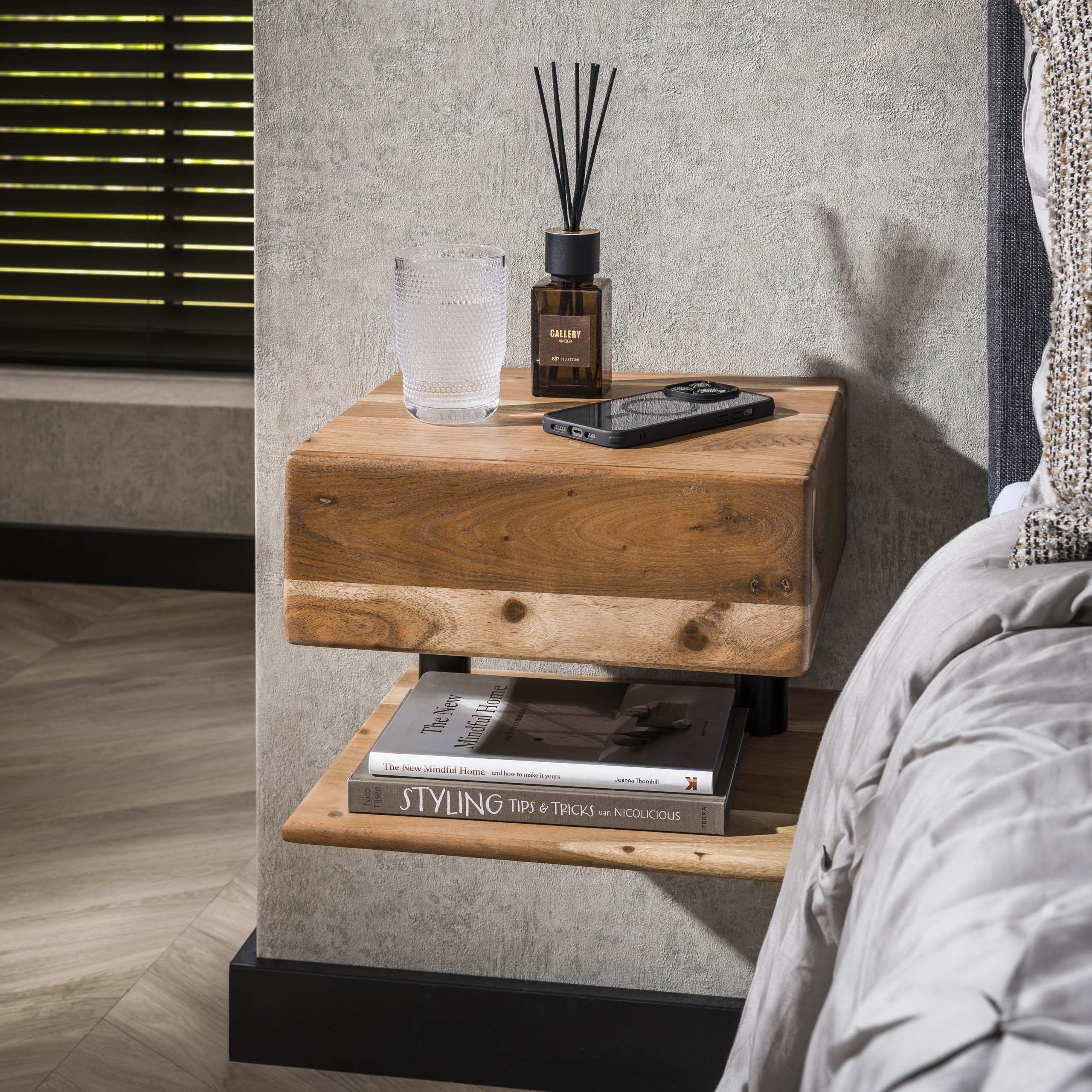 Bedside Table Shelve 1 drawer / Solid acacia - Zijlstra