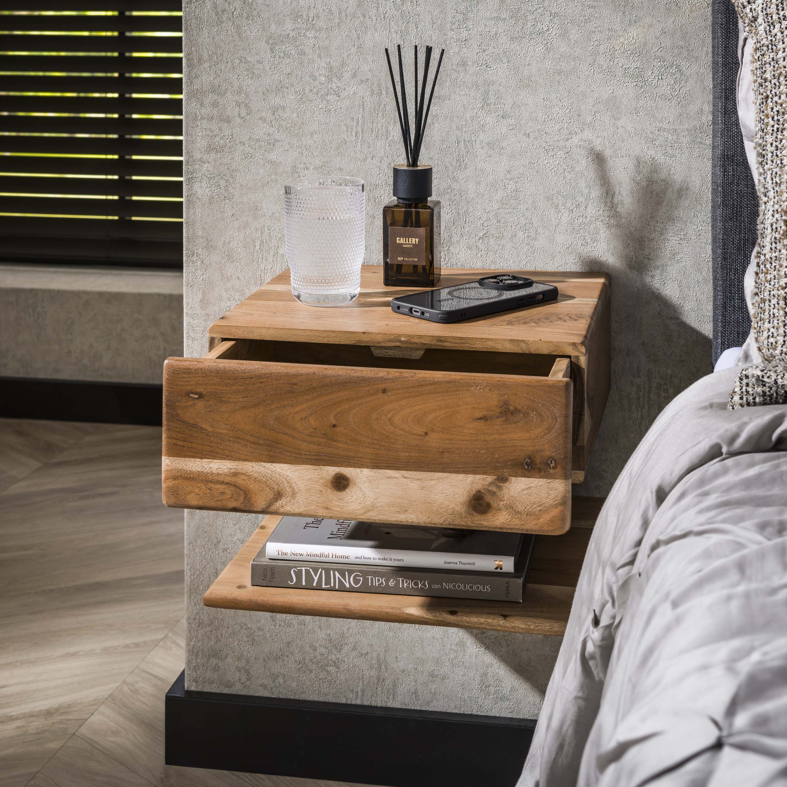 Nachtkastje Shelve 1 lade / Massief acacia - Zijlstra