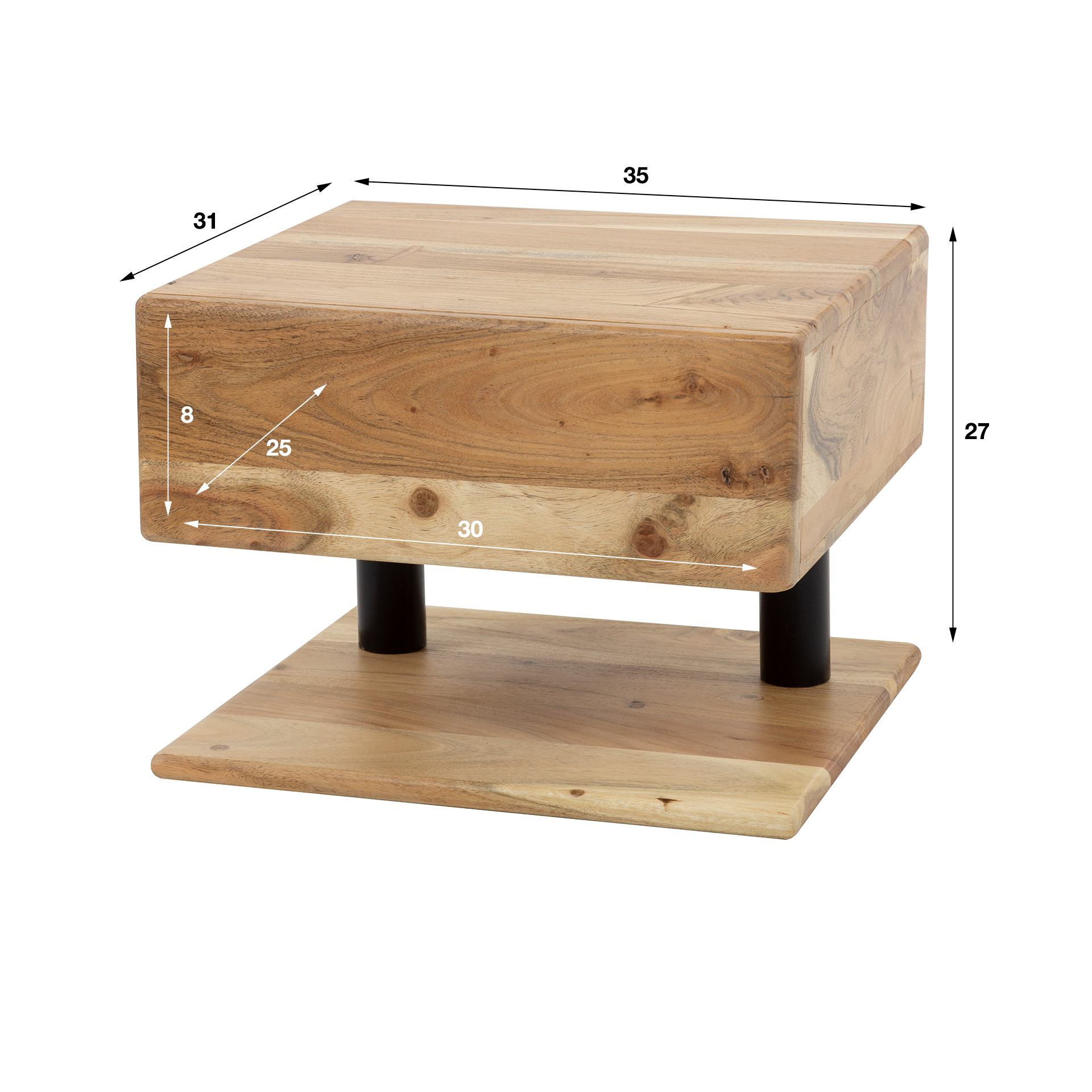 Nachtkastje Shelve 1 lade / Massief acacia - Zijlstra