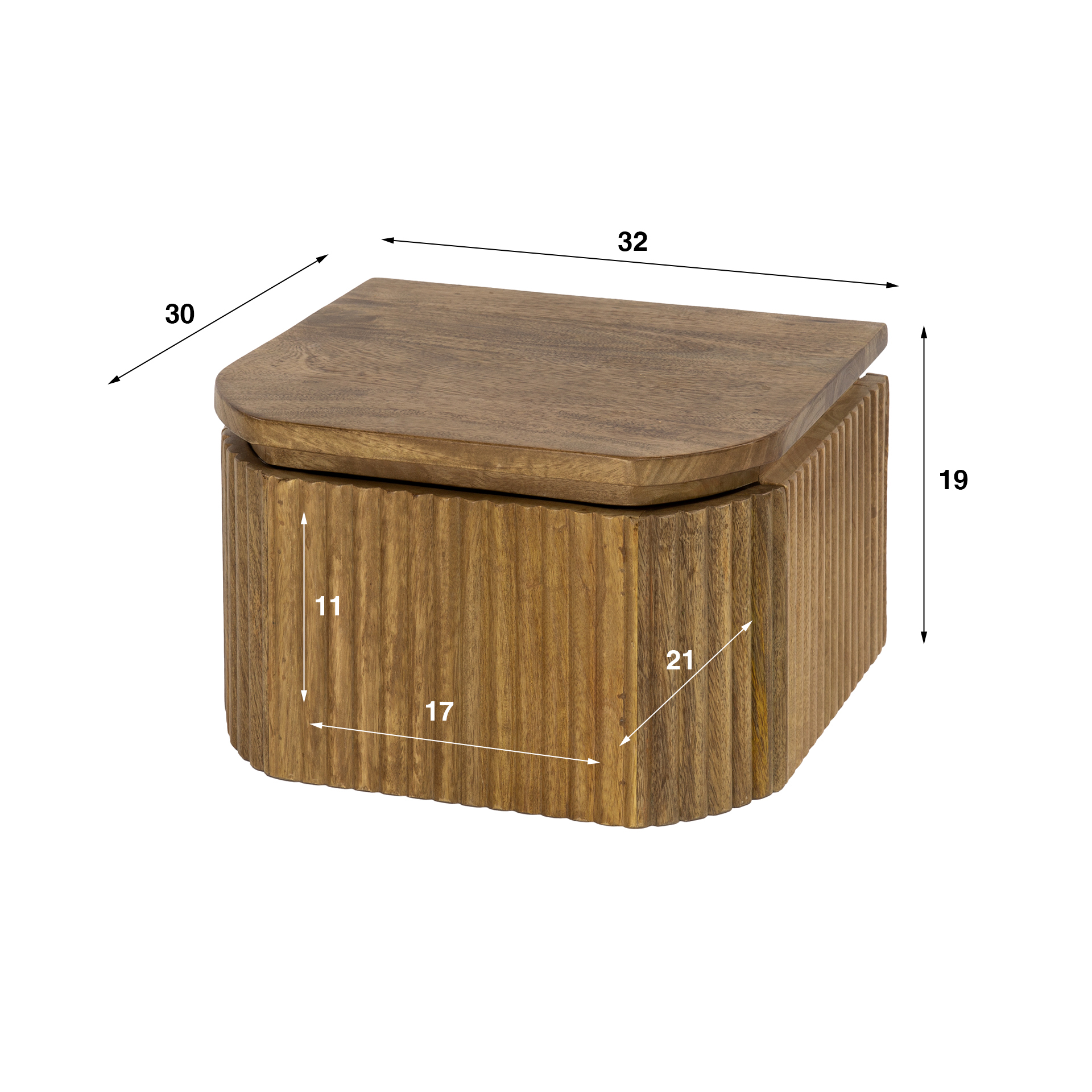Schwebender Nachttisch Wave XS mit 1 Schublade aus massivem Mangoholz Sand (Massiv Mango Sand) - Emmo Design