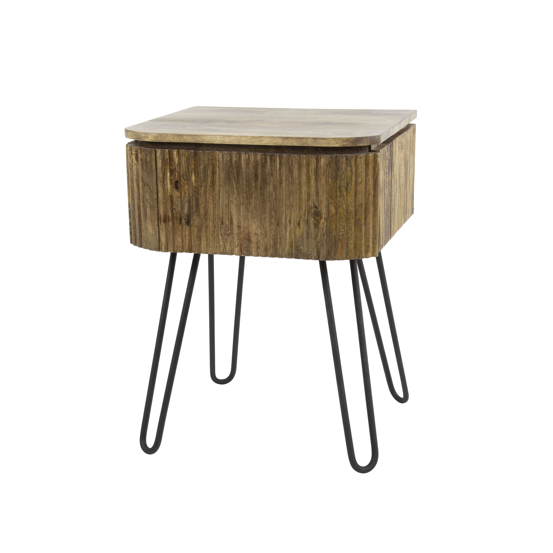Mesita de noche Wave 1 cajón / Madera de mango maciza arena - Zijlstra