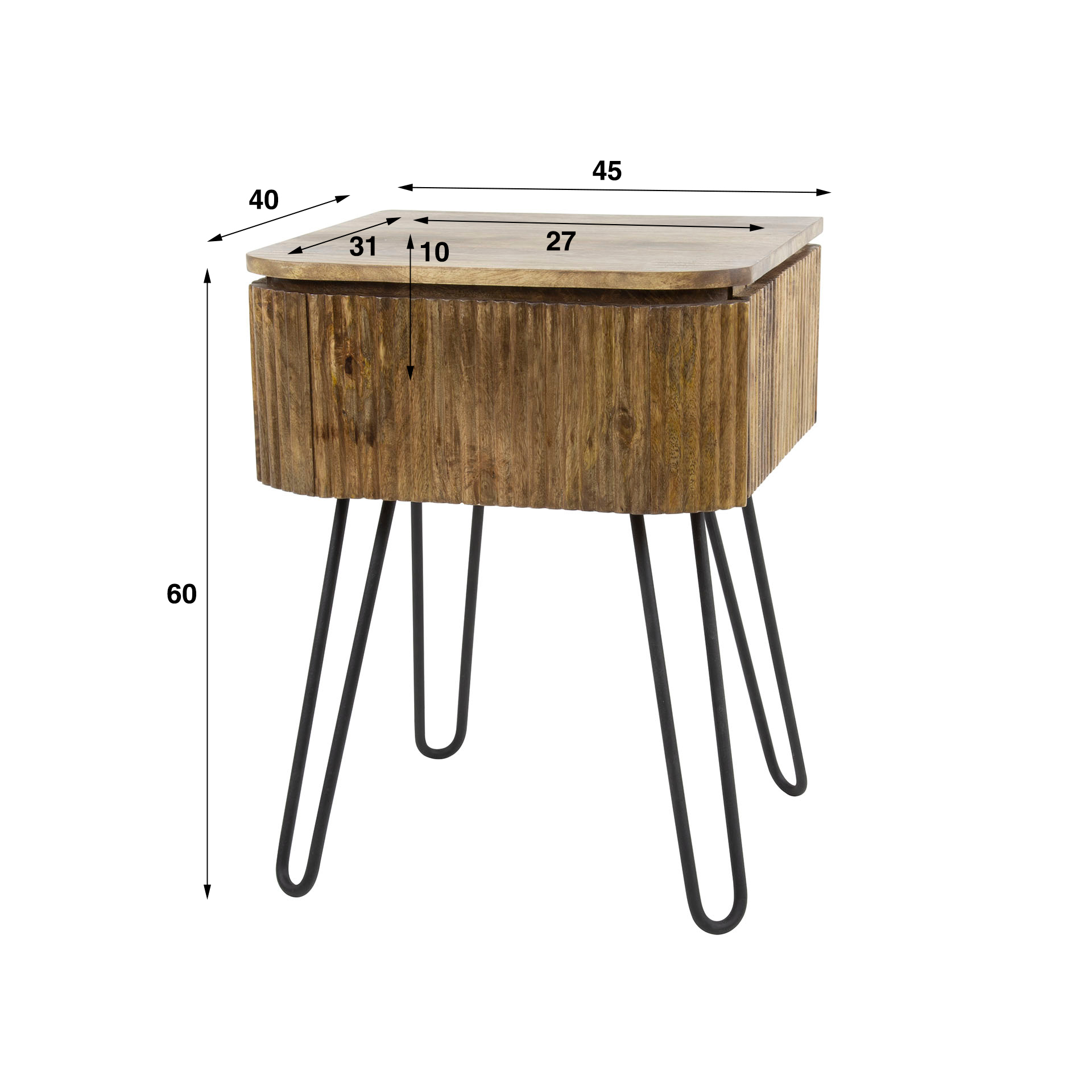 Mesita de noche Wave 1 cajón / Madera de mango maciza arena - Zijlstra