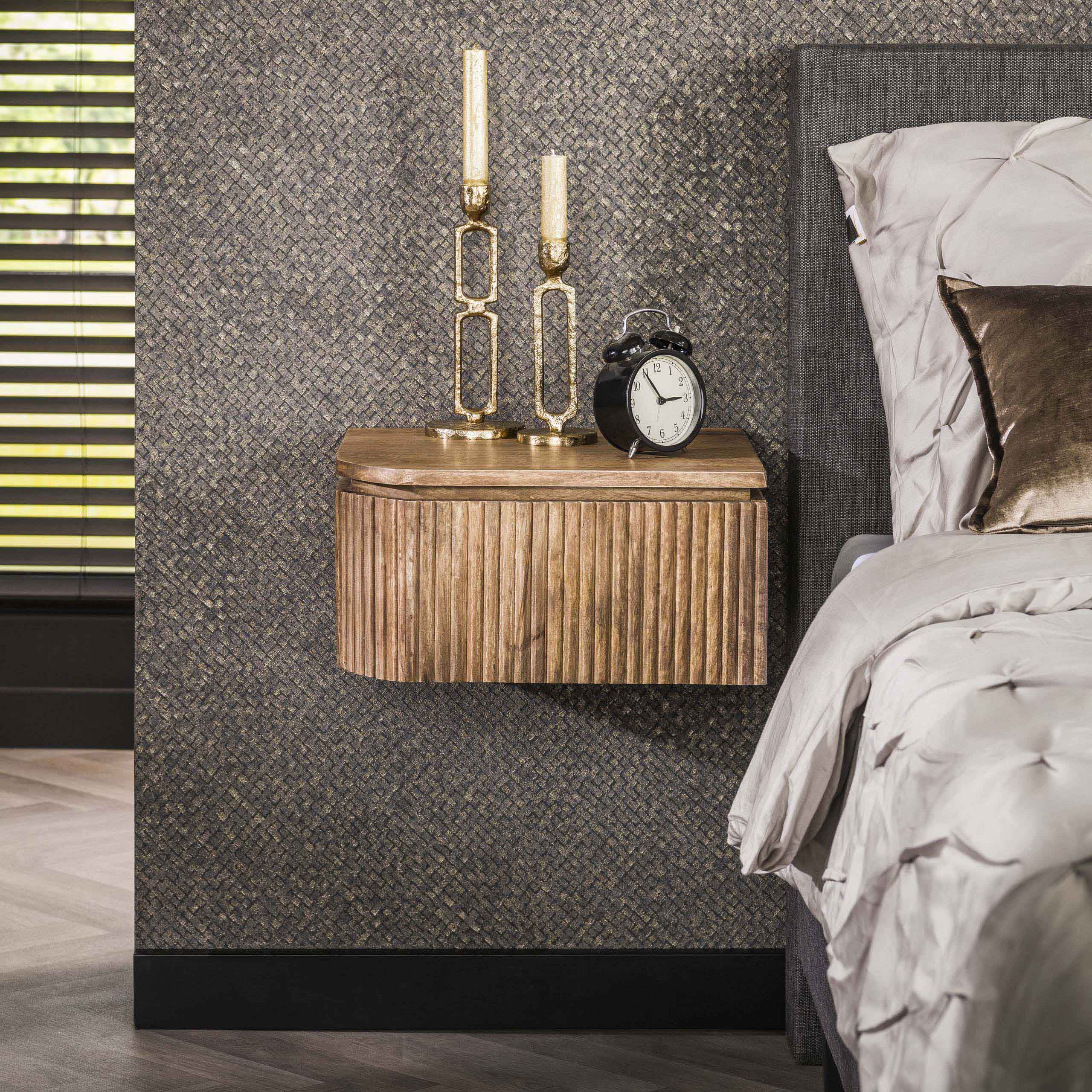 Wave Bedside Table left+right set of 2 / Solid mango sand - Zijlstra