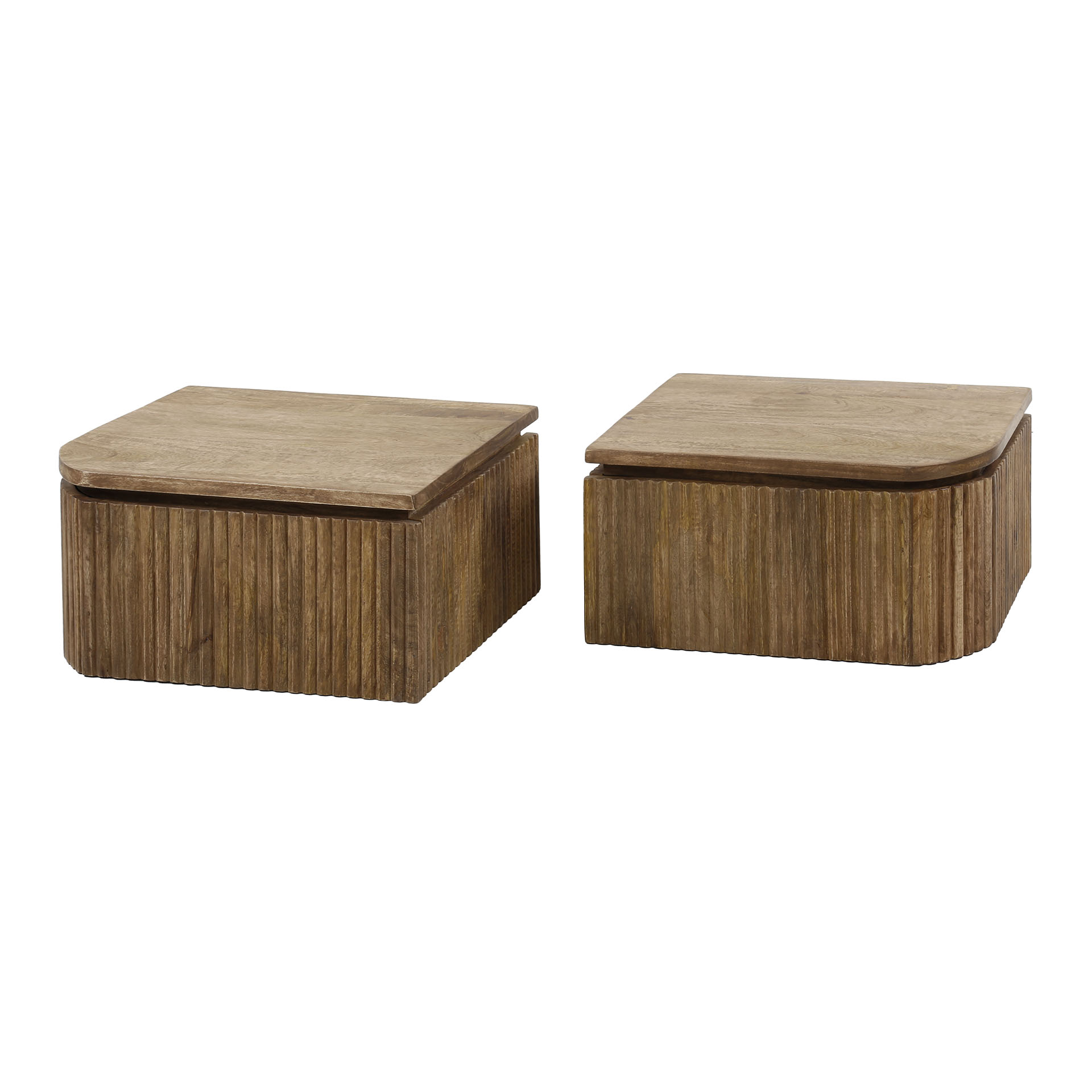 Nachttisch Wave links und rechts (2er-Set) aus massivem Mangoholz Sand (Massiv Mango Sand) - Emmo Design