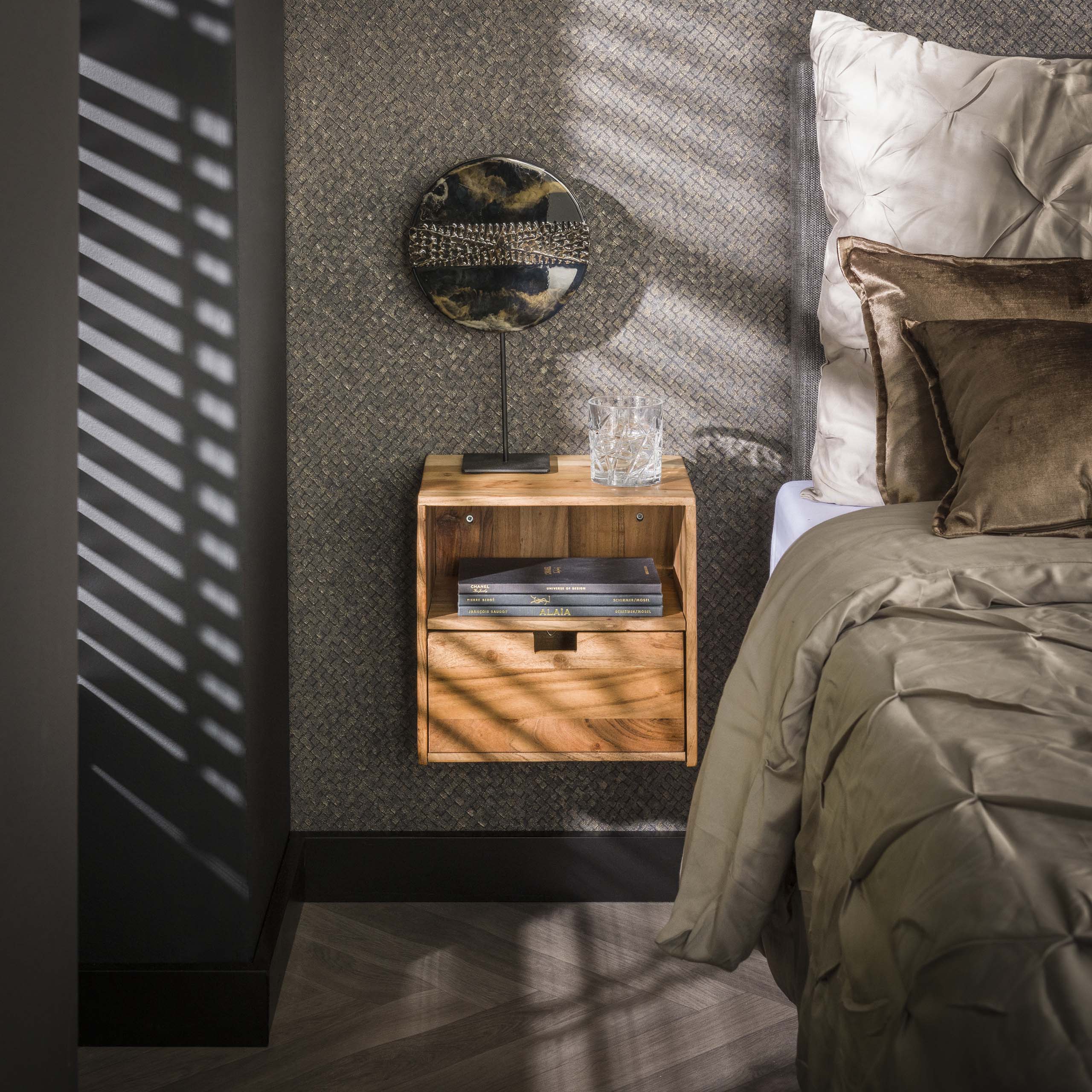 Flat XS Bedside Table floating set of 2 / Solid acacia - Zijlstra