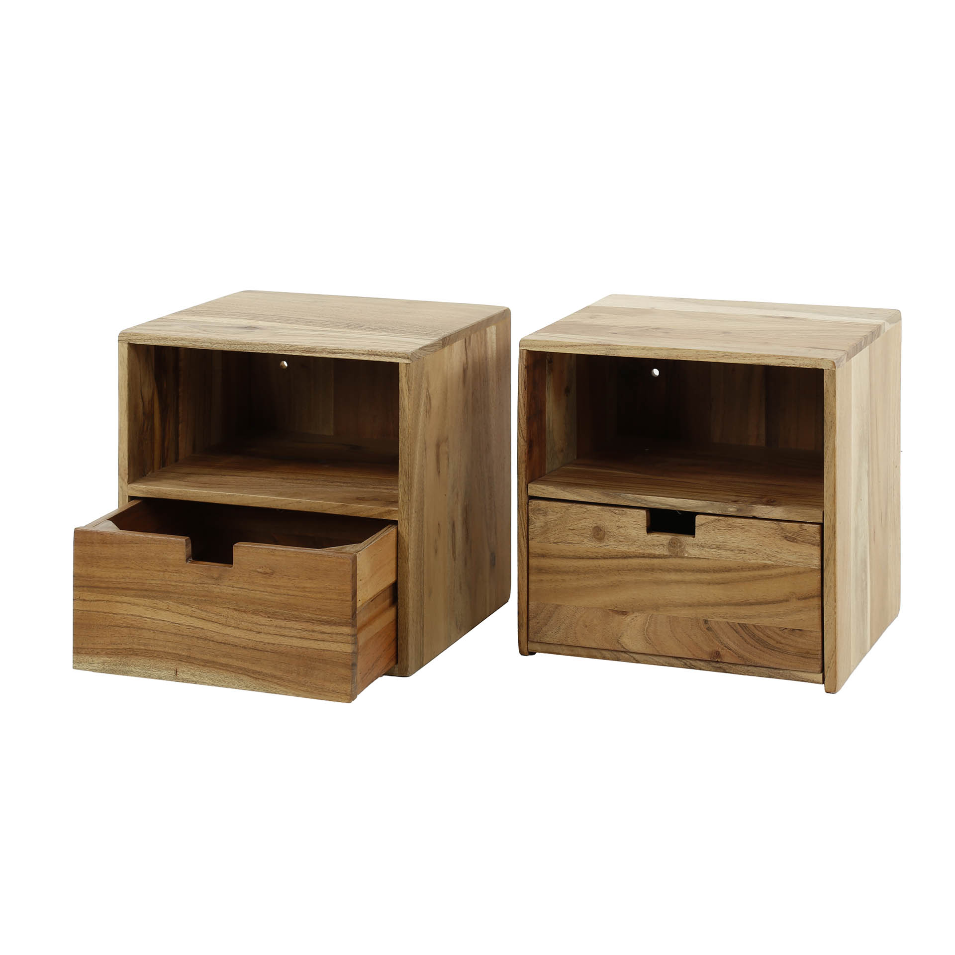 Mesita de noche Flat XS flotante, set de 2 / Madera maciza de acacia - Zijlstra