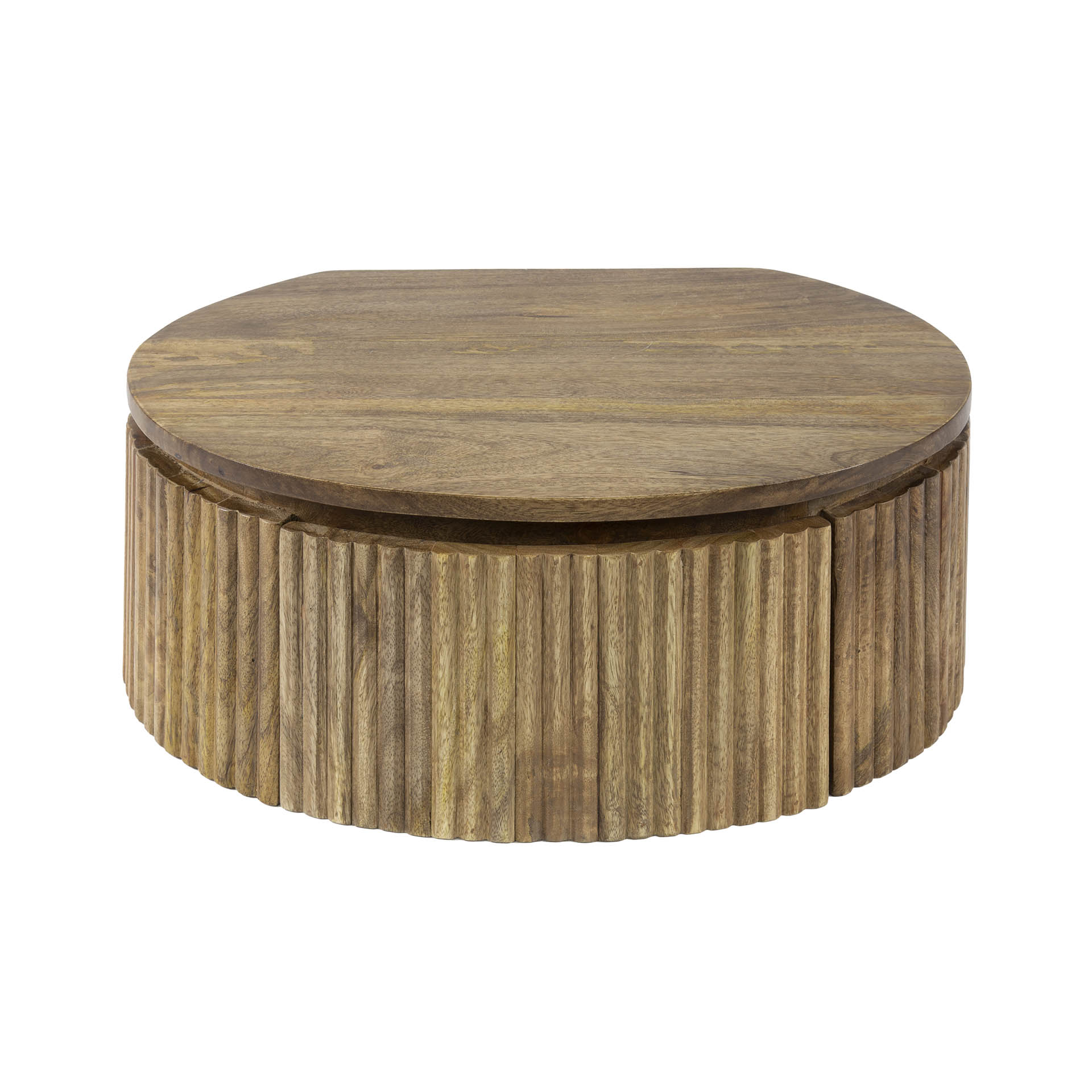 Schwebender Nachttisch Wave rond mit 1 Schublade aus massivem Mangoholz Sand (Massiv Mango Sand) - Emmo Design