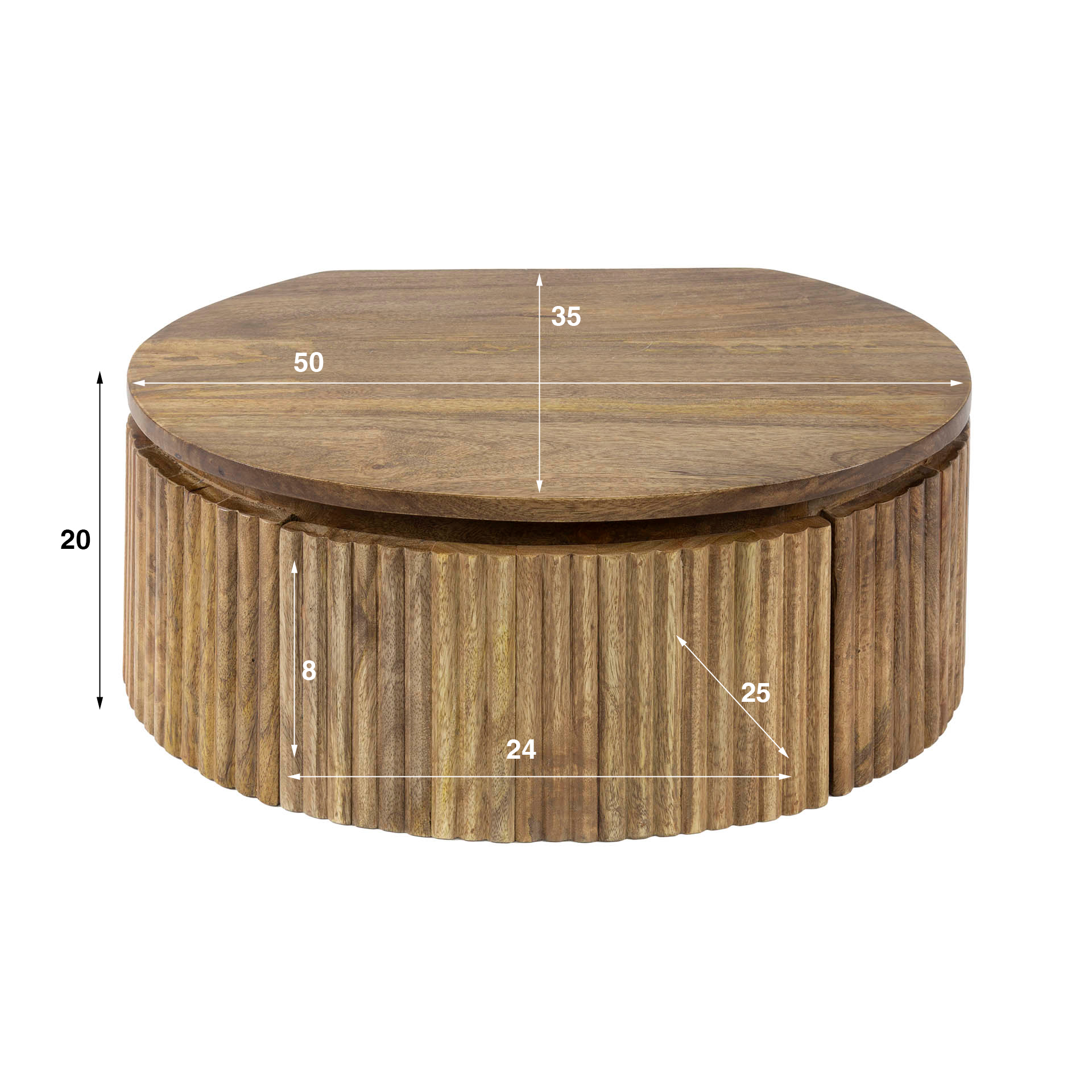Mesita de noche Wave redonda flotante 1 cajón / Madera maciza de mango arena - Zijlstra