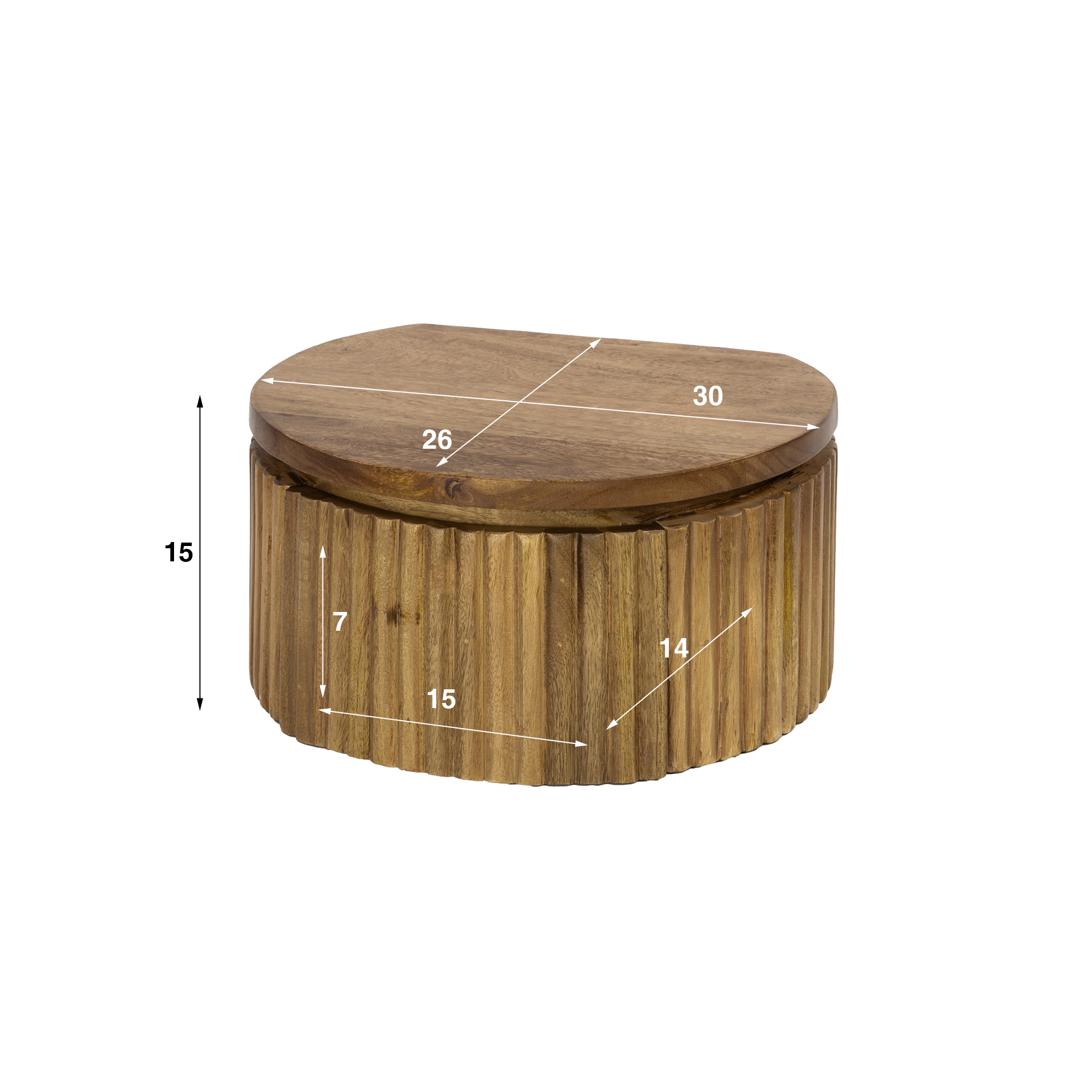 Mesita de noche Wave XS redonda flotante 1 cajón / Madera maciza de mango arena - Zijlstra