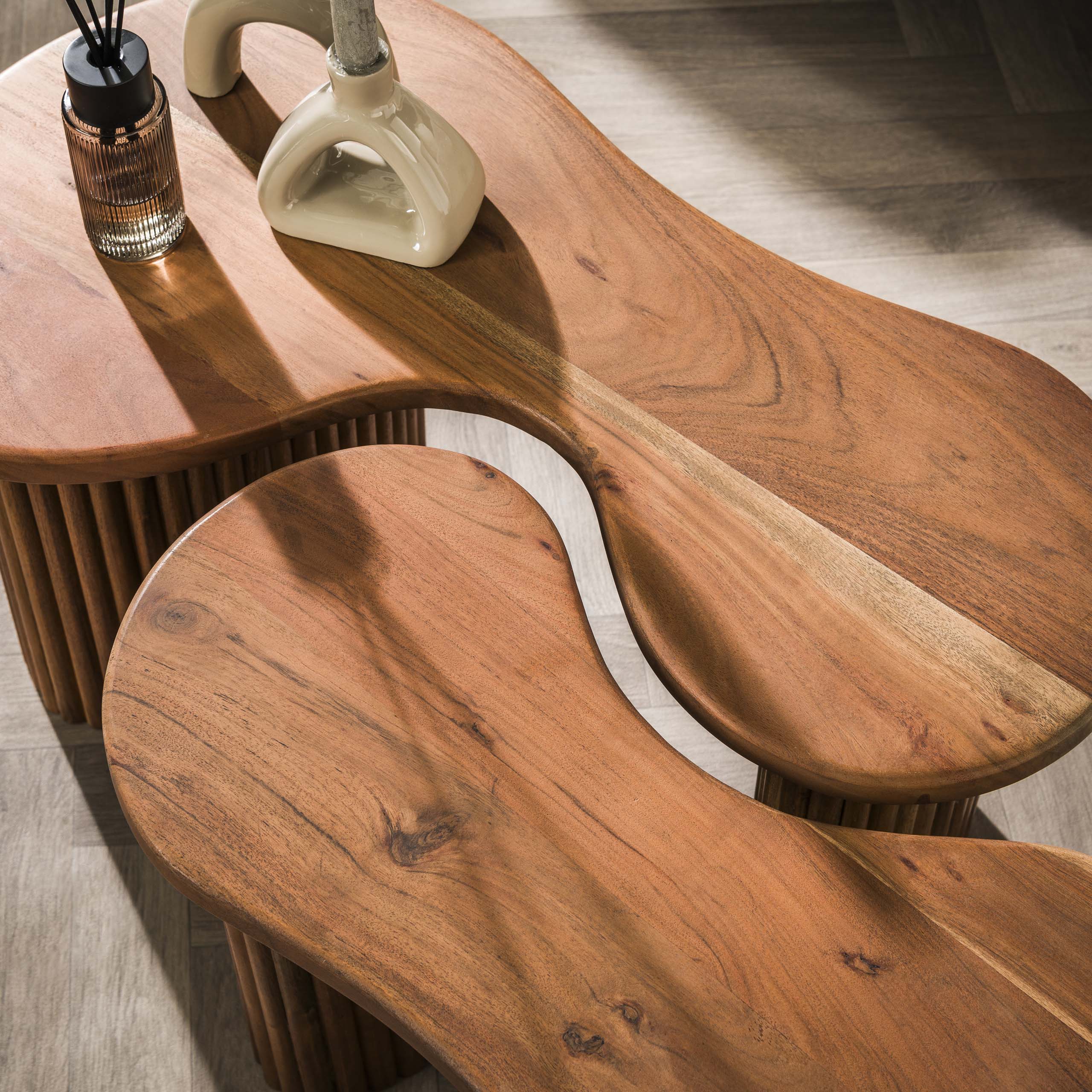 Couchtisch-Set Fuse (2-teilig) aus massivem Akazienholz (Massiv acacia) - Emmo Design
