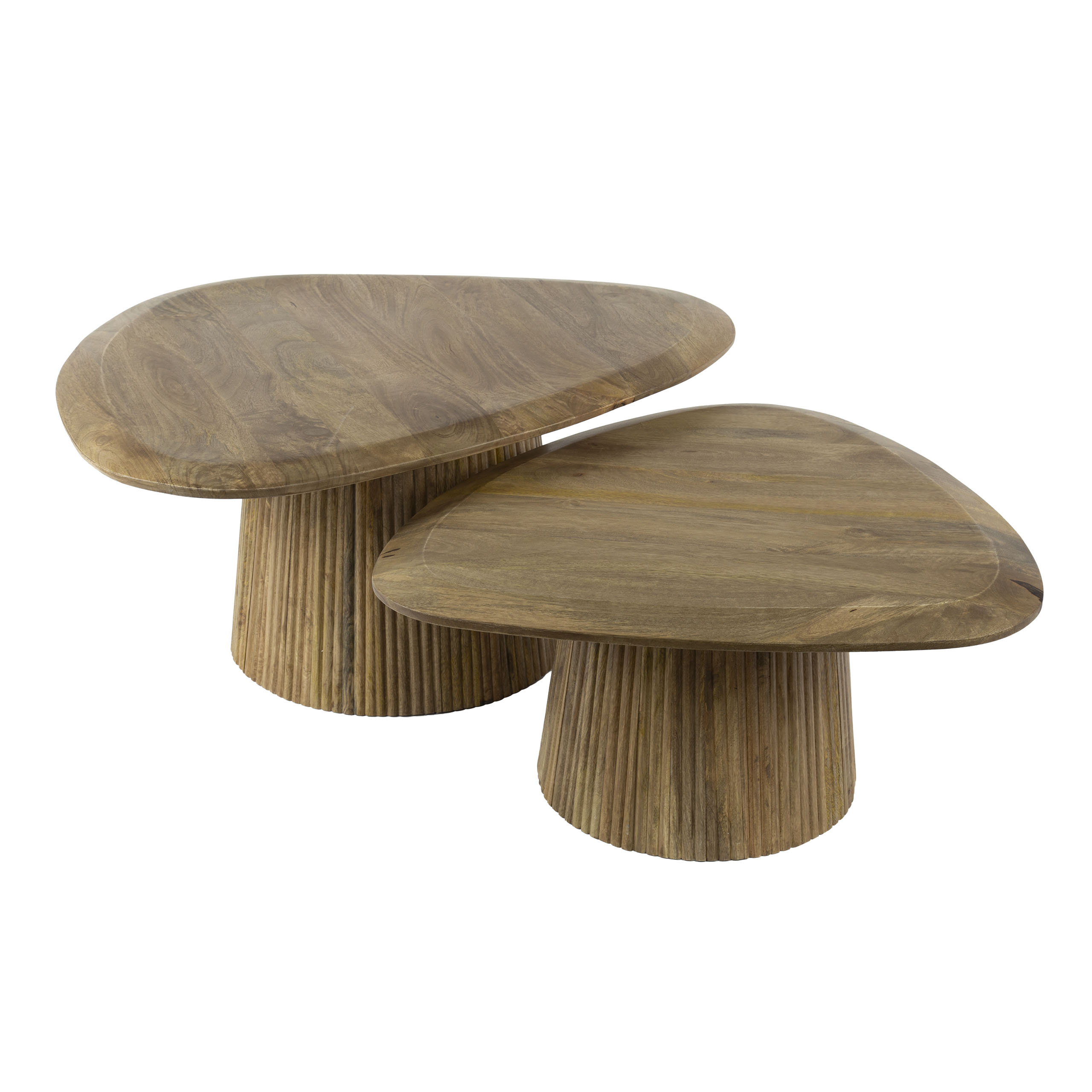 Mesa de centro Wave triangular, set de 2 / Mango macizo arena - Zijlstra