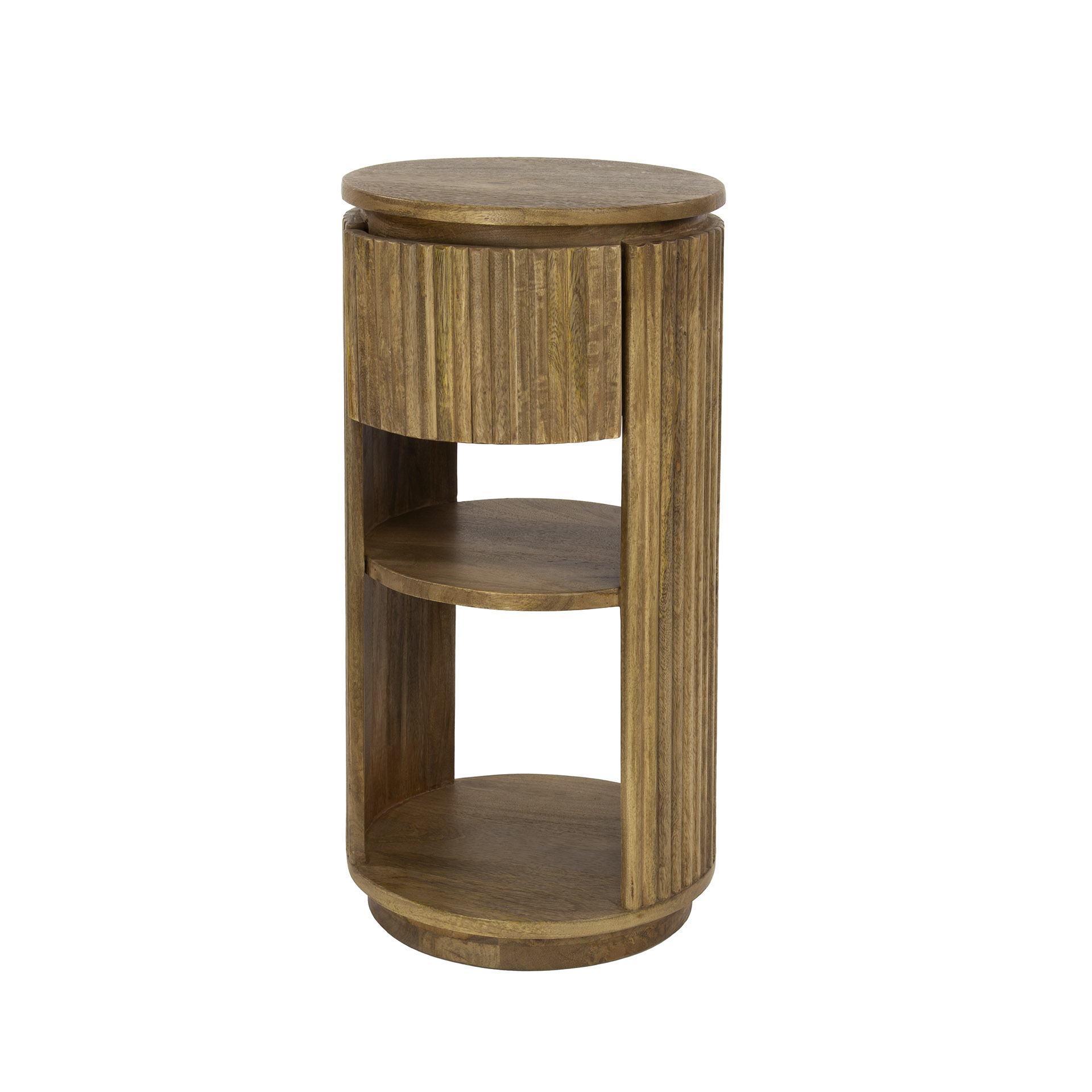 Nachttisch Wave XS rond 1 Schublade aus massivem Mangoholz Sand (Massiv Mango Sand) - Emmo Design