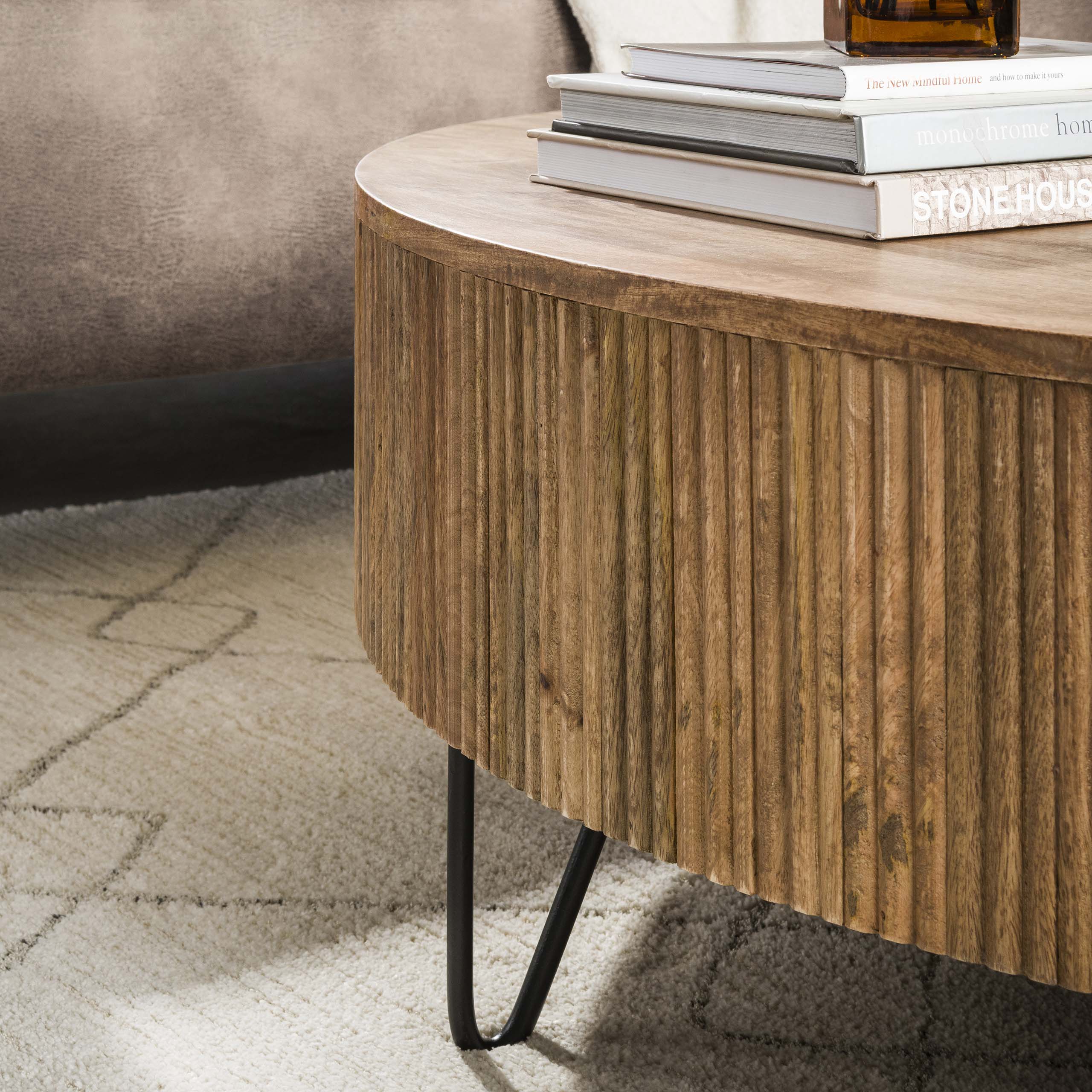 Salontafel Wave Ø120cm / Massief mango zand - Zijlstra