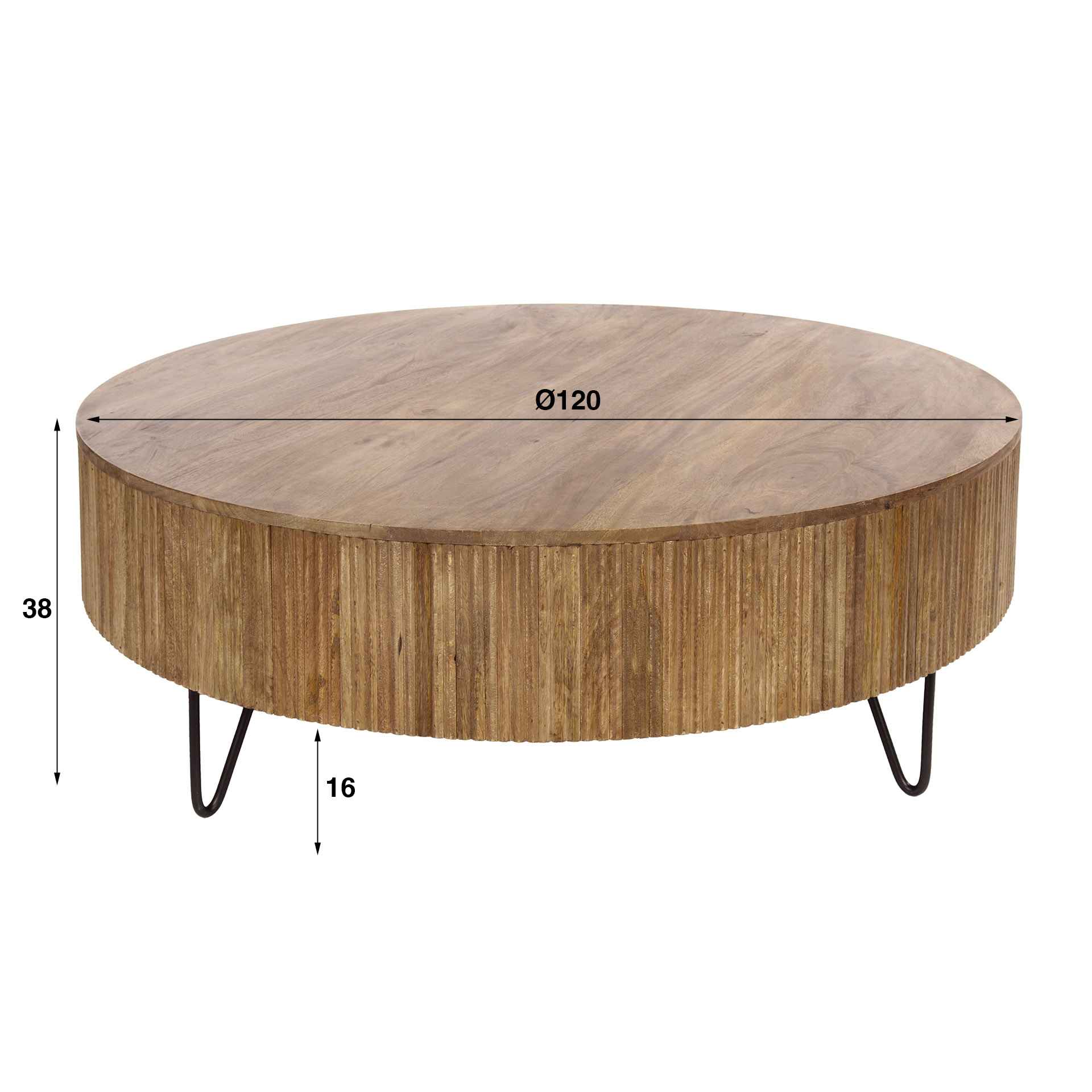 Couchtisch Wave Ø120cm aus massivem Mangoholz Sand (Massiv Mango Sand) - Emmo Design