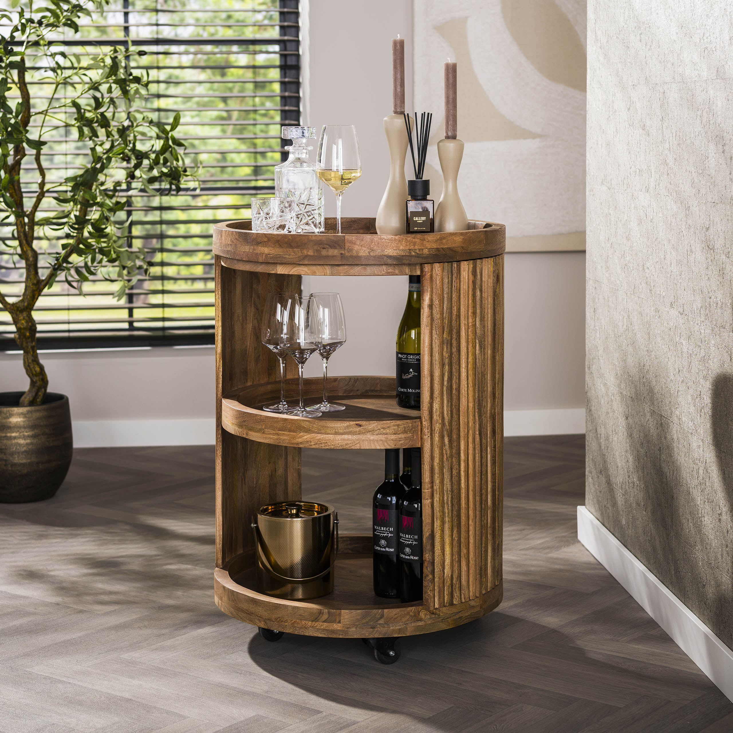 Wine Trolley Wave / Solid mango sand - Zijlstra