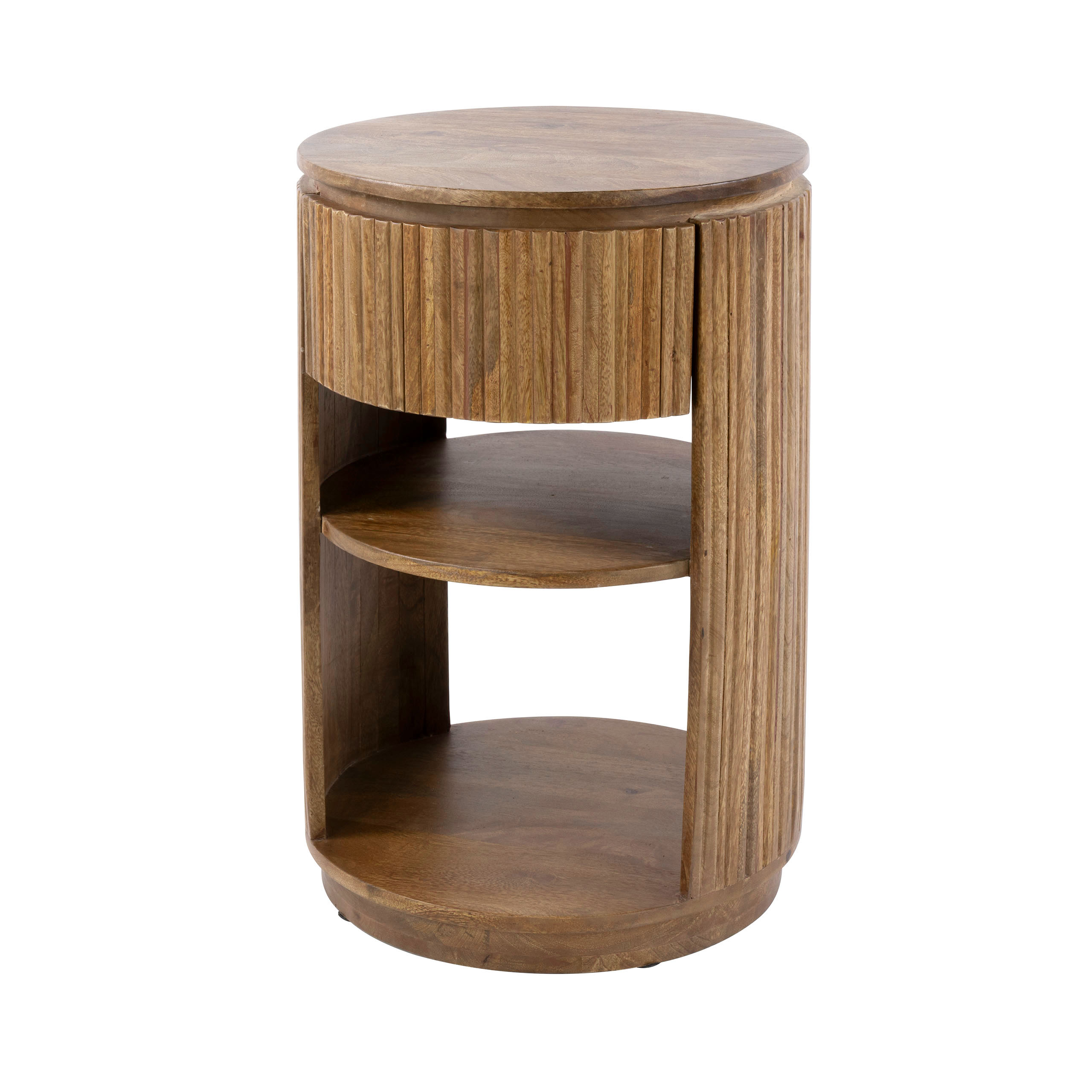 Nachttisch Wave rond 1 Schublade aus massivem Mangoholz Sand (Massiv Mango Sand) - Emmo Design