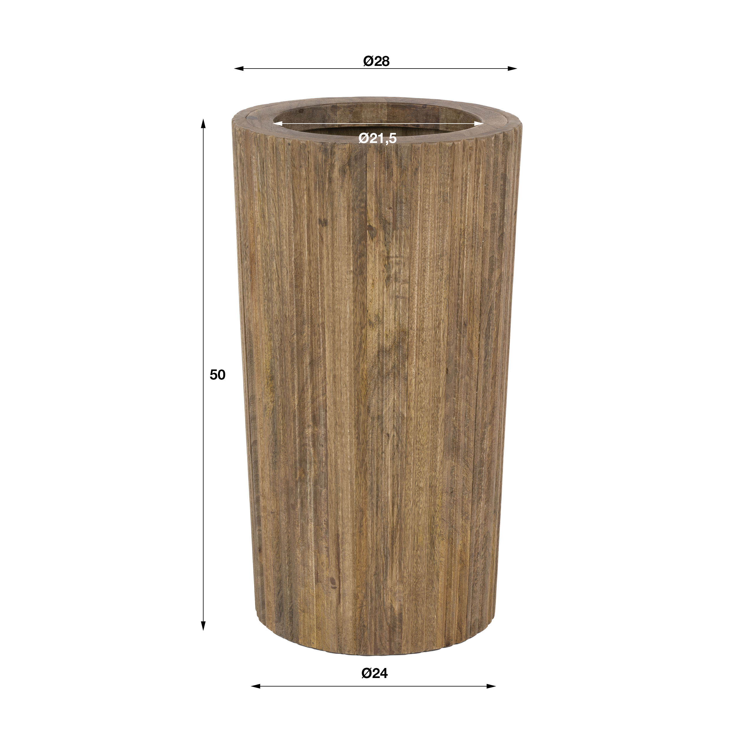 Schirmständer Wave flared aus massivem Mangoholz Sand (Massiv Mango Sand) - Emmo Design