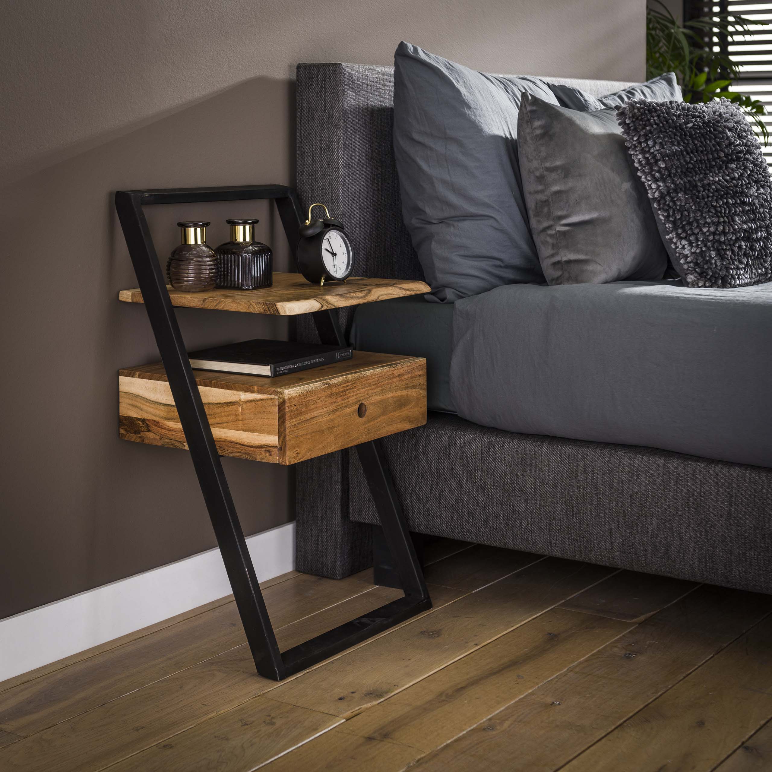 Nachttisch Lean 1 Schublade aus massivem Akazienholz (Massiv acacia) - Emmo Design