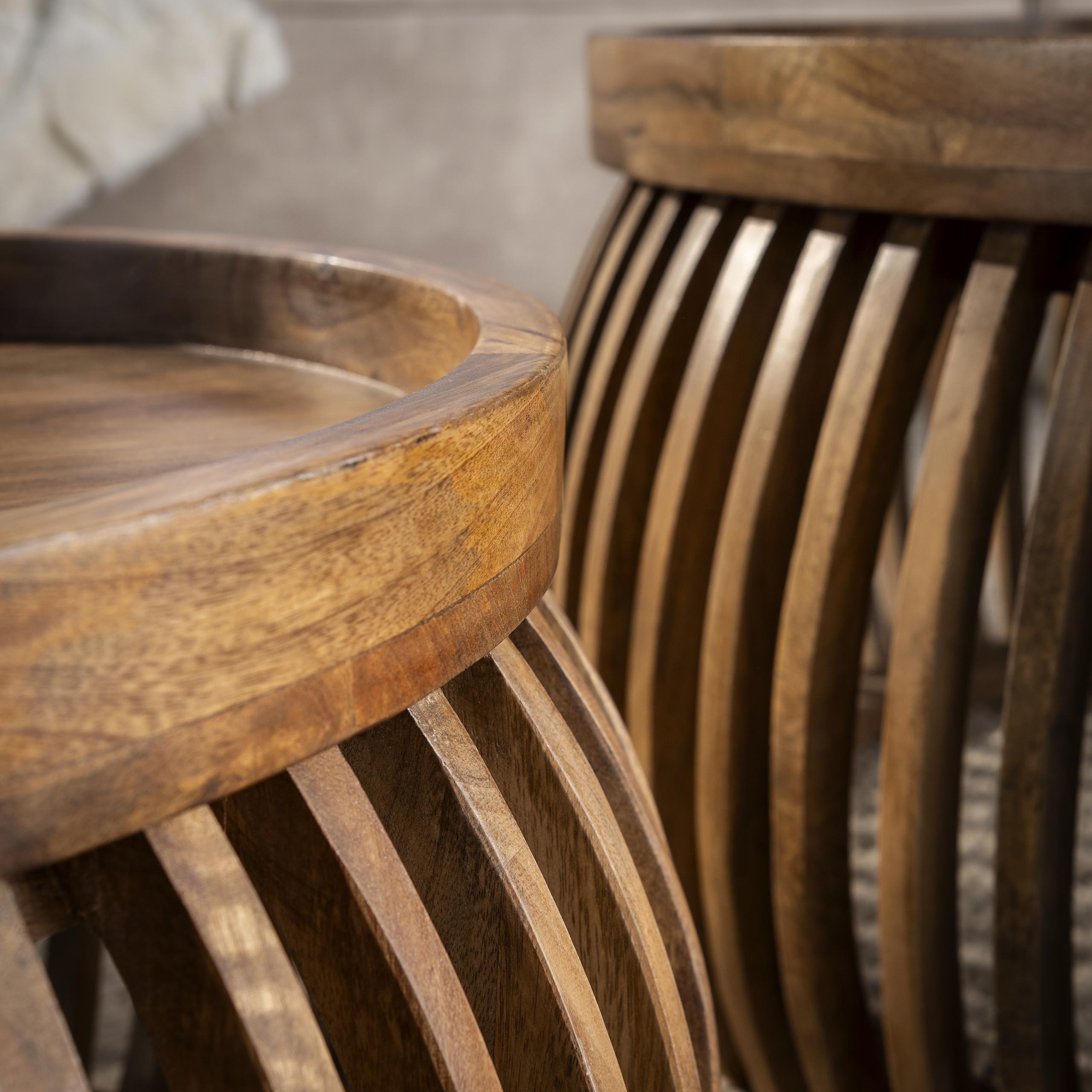 Salontafel Tweak Curve set van 2 / Massief mango zand - Zijlstra