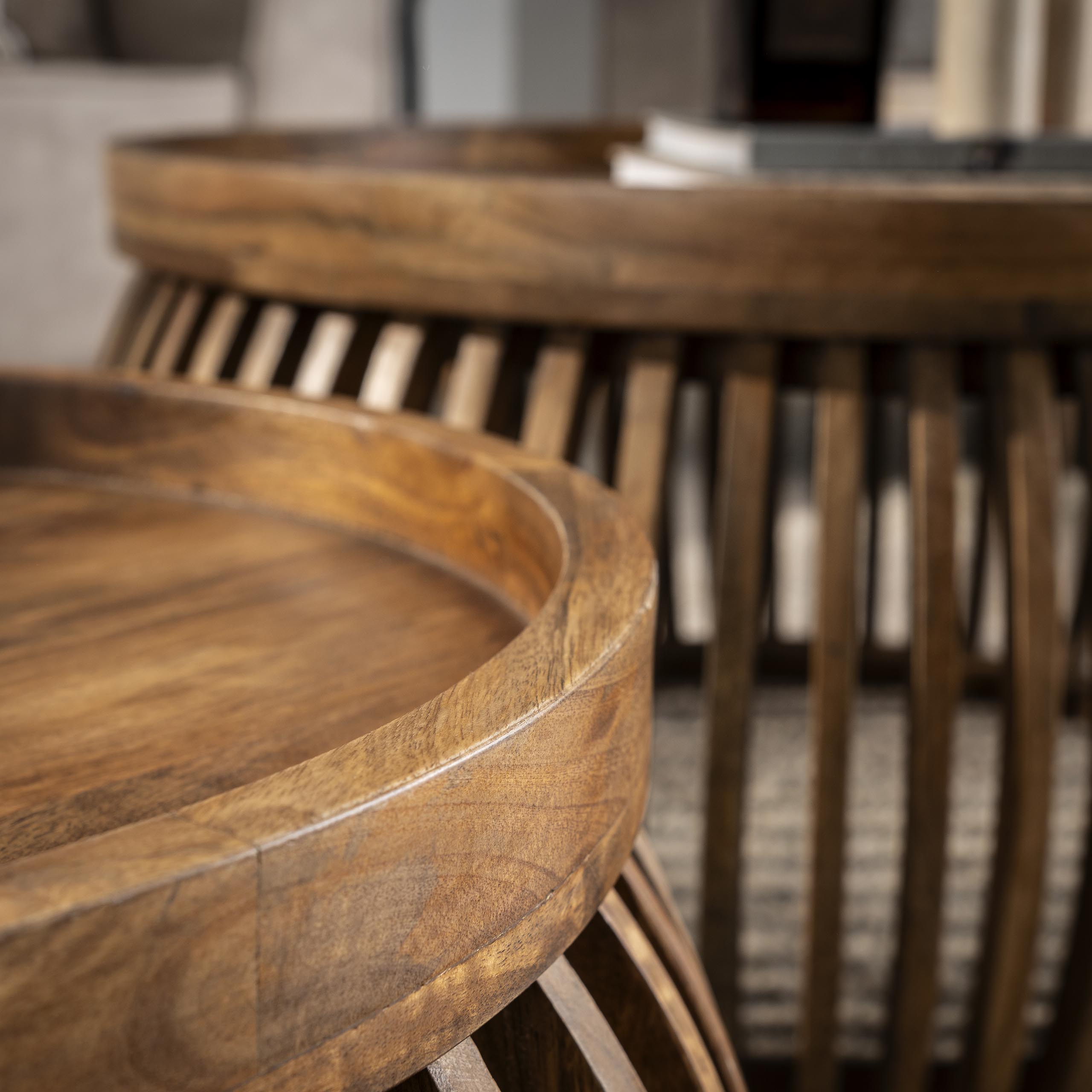 Salontafel Tweak Curve set van 2 / Massief mango zand - Zijlstra