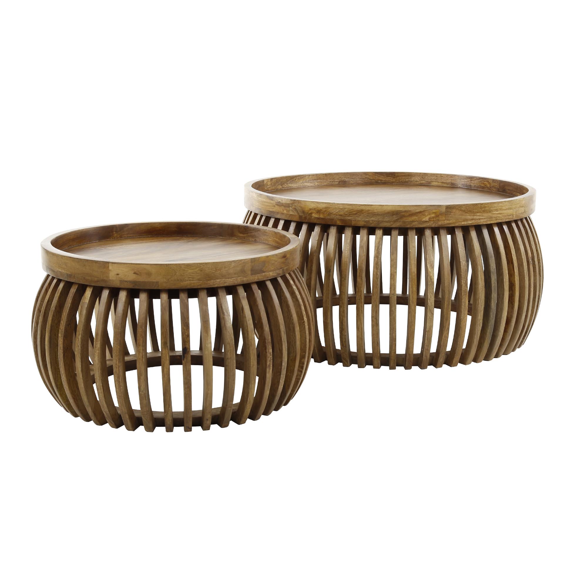 Mesa de centro Tweak Curve, set de 2 / Madera maciza de mango arena - Zijlstra