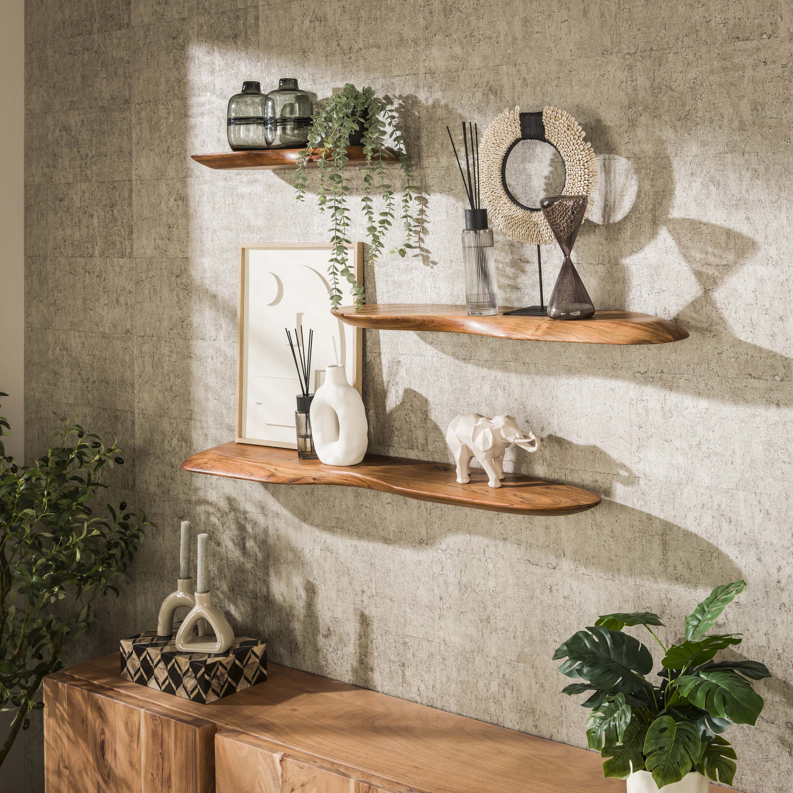 Wandplank Organic 60cm / Massief acacia - Zijlstra
