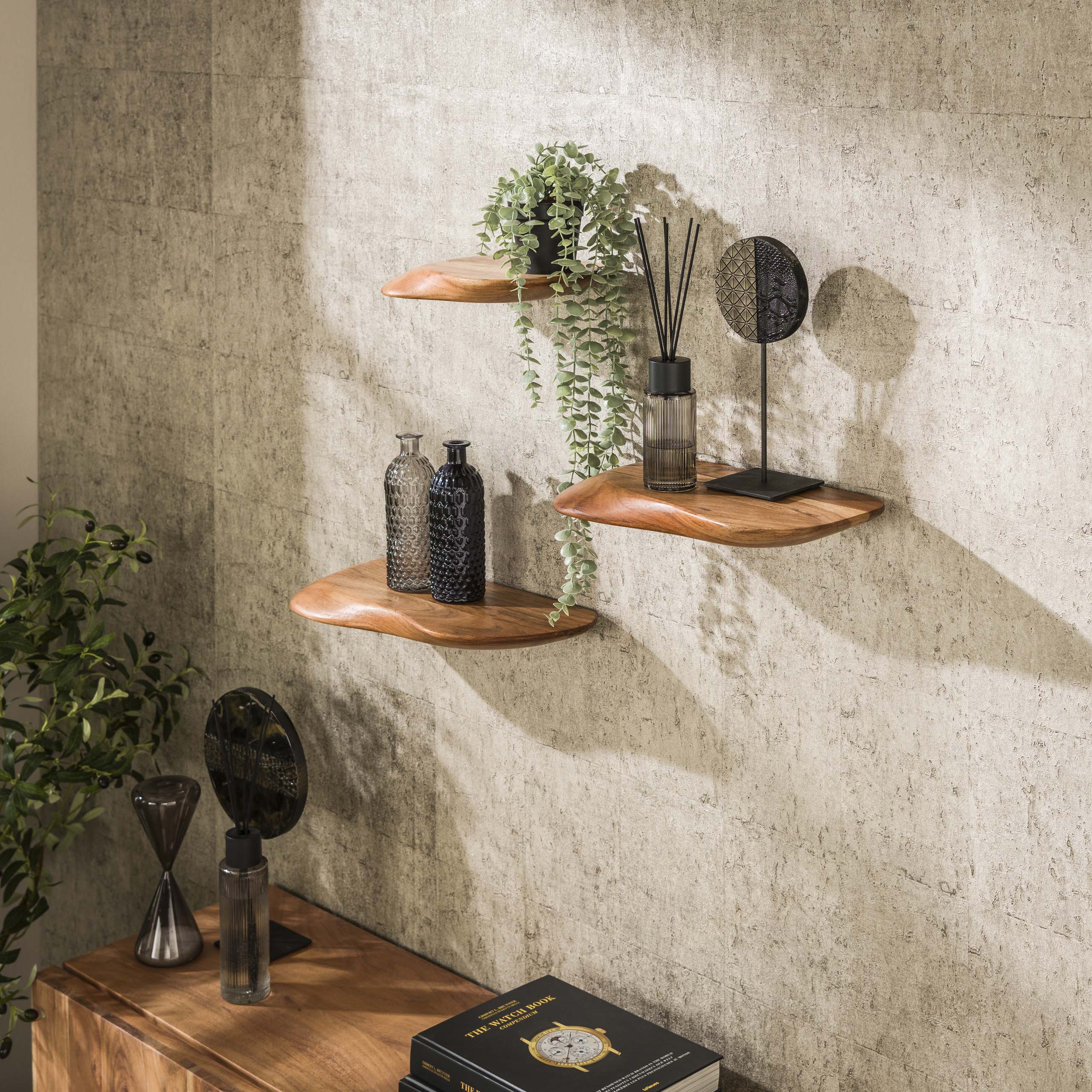 Wandschap Organic set van 3 / Massief acacia - Zijlstra