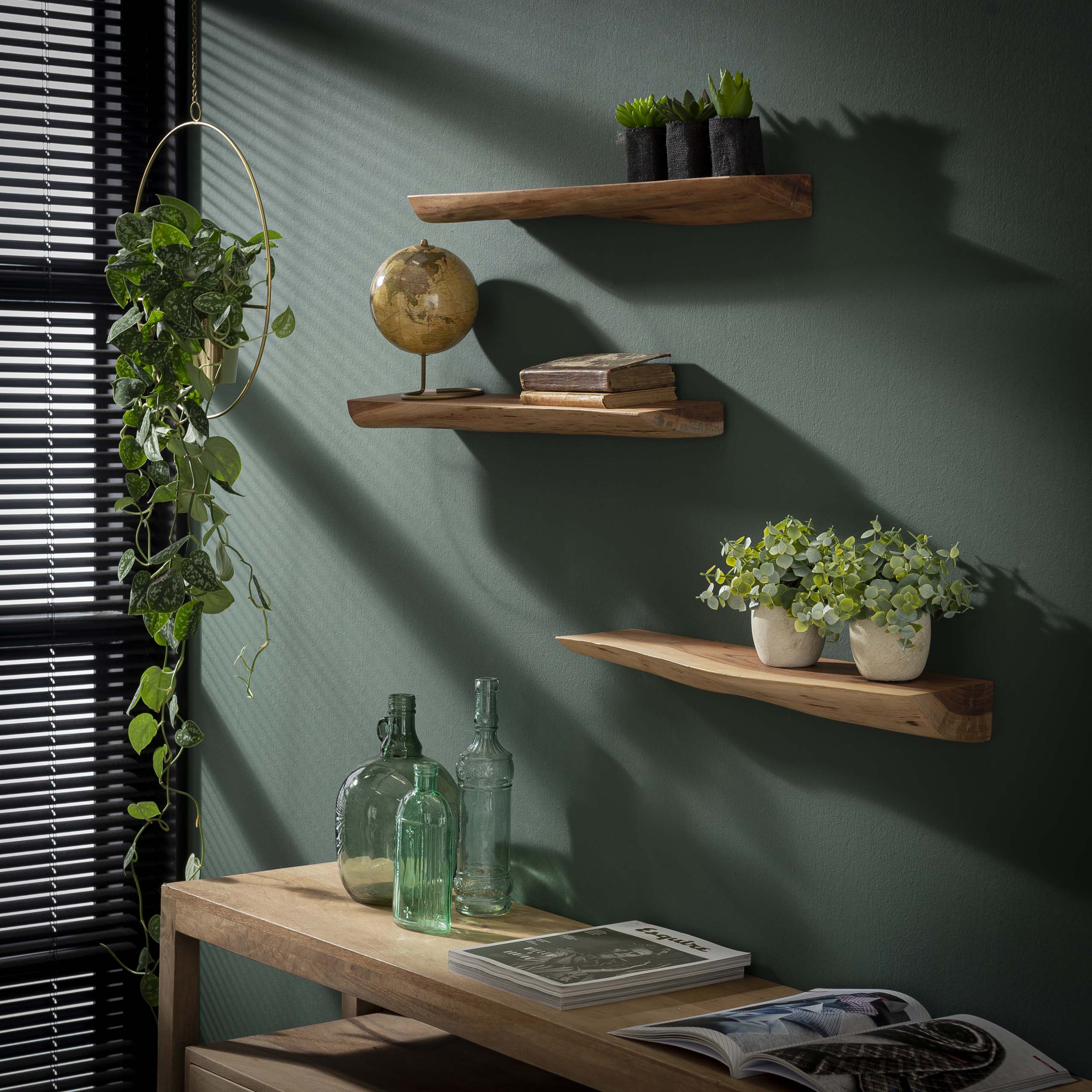 Wandschap Edge 60cm set van 3 / Massief acacia - Zijlstra