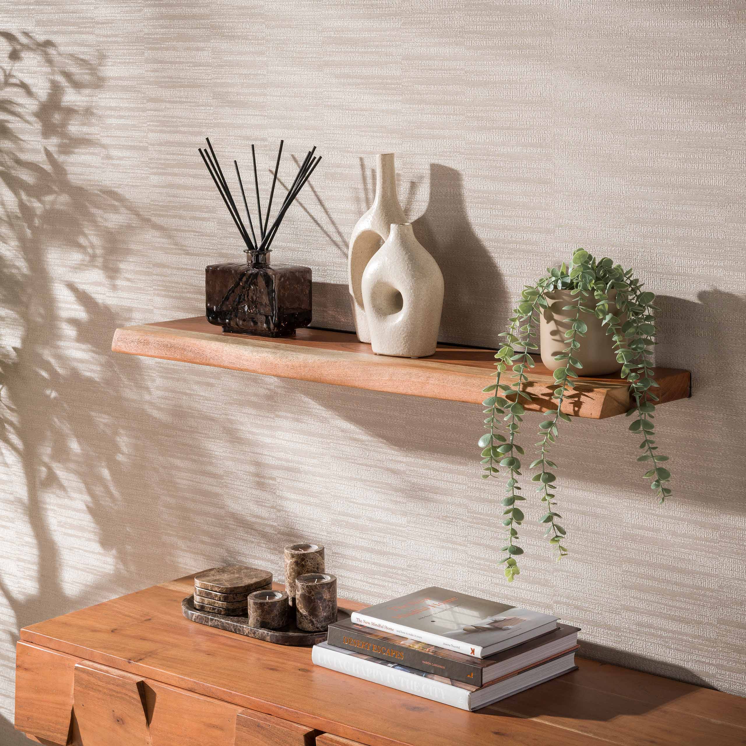 Wandboard Edge 60cm aus massivem Akazienholz (Massiv acacia) - Emmo Design