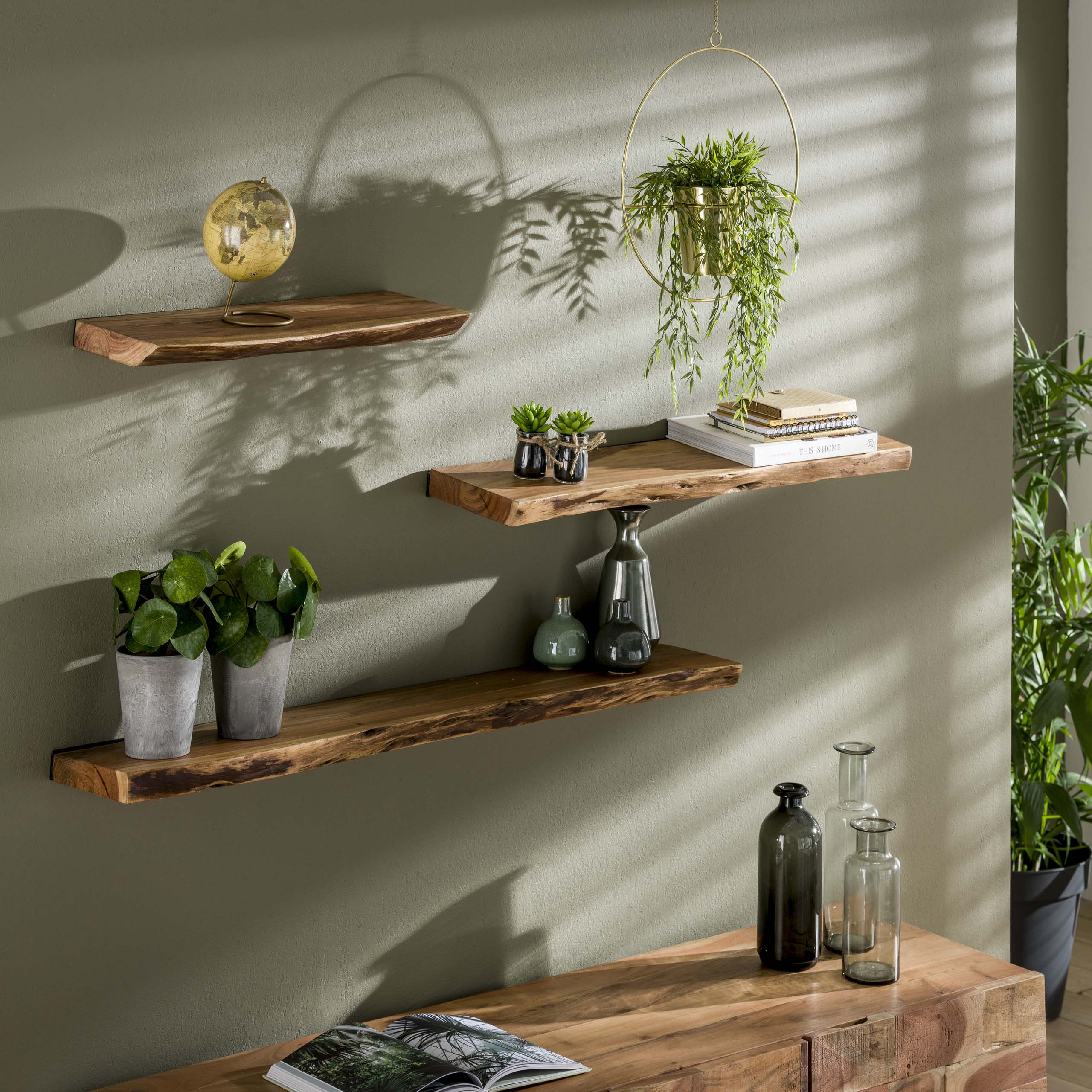 Wandplank Edge 60cm / Massief acacia - Zijlstra