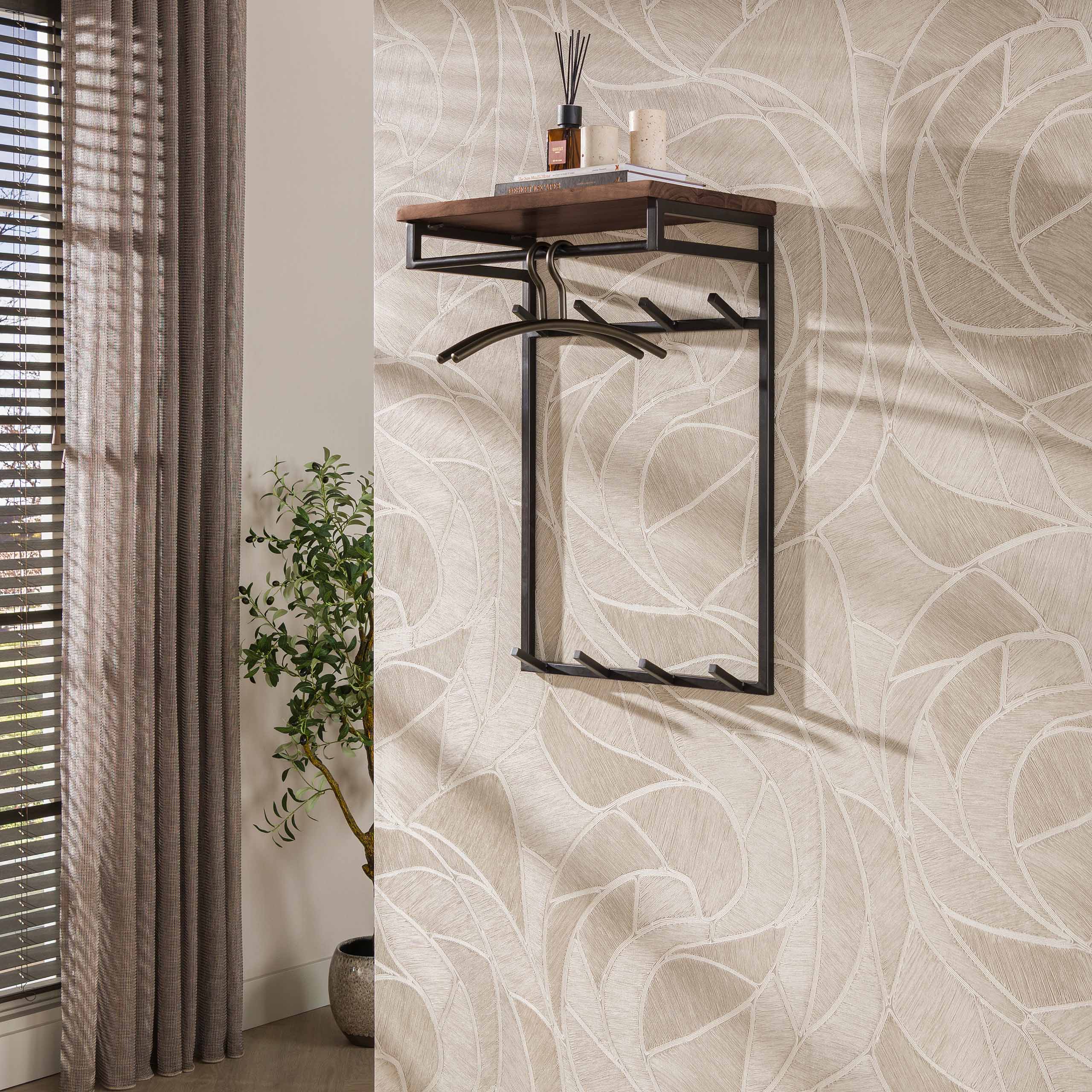 Kapstok Custom hoog roede en hoedenplank 2x4 haken / Massief acacia bruin - Zijlstra