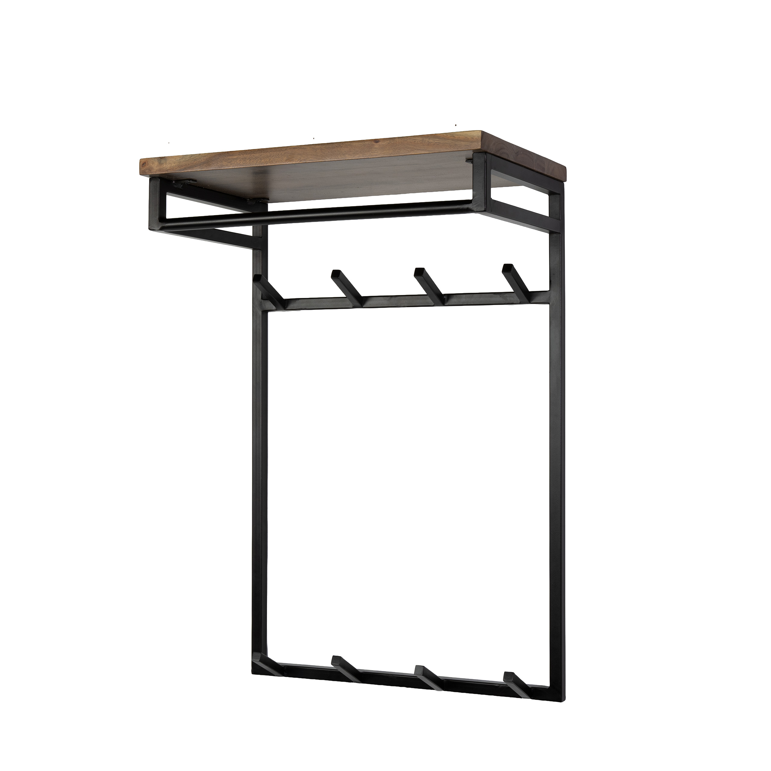 Garderobe Custom hoog Kleiderstange und Hutablage 2x4 haken aus massivem Akazienholz Braun (Massiv acacia Braun) - Emmo Design