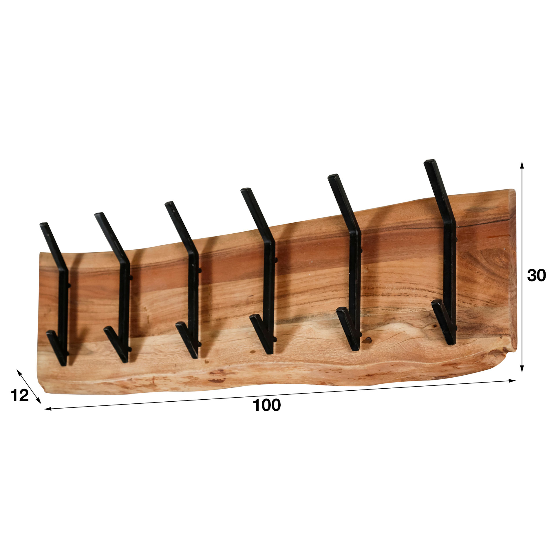 Garderobe Edge 2x6 haken aus massivem Akazienholz (Massiv acacia) - Emmo Design