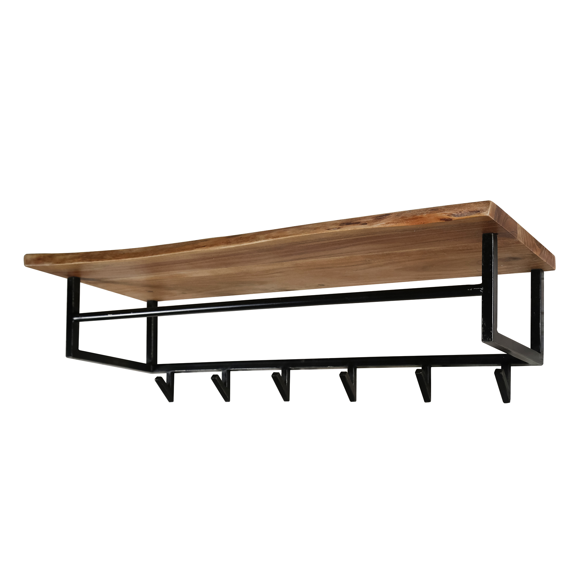 Garderobe Edge Kleiderstange und Hutablage 6 Haken aus massivem Akazienholz (Massiv acacia) - Emmo Design