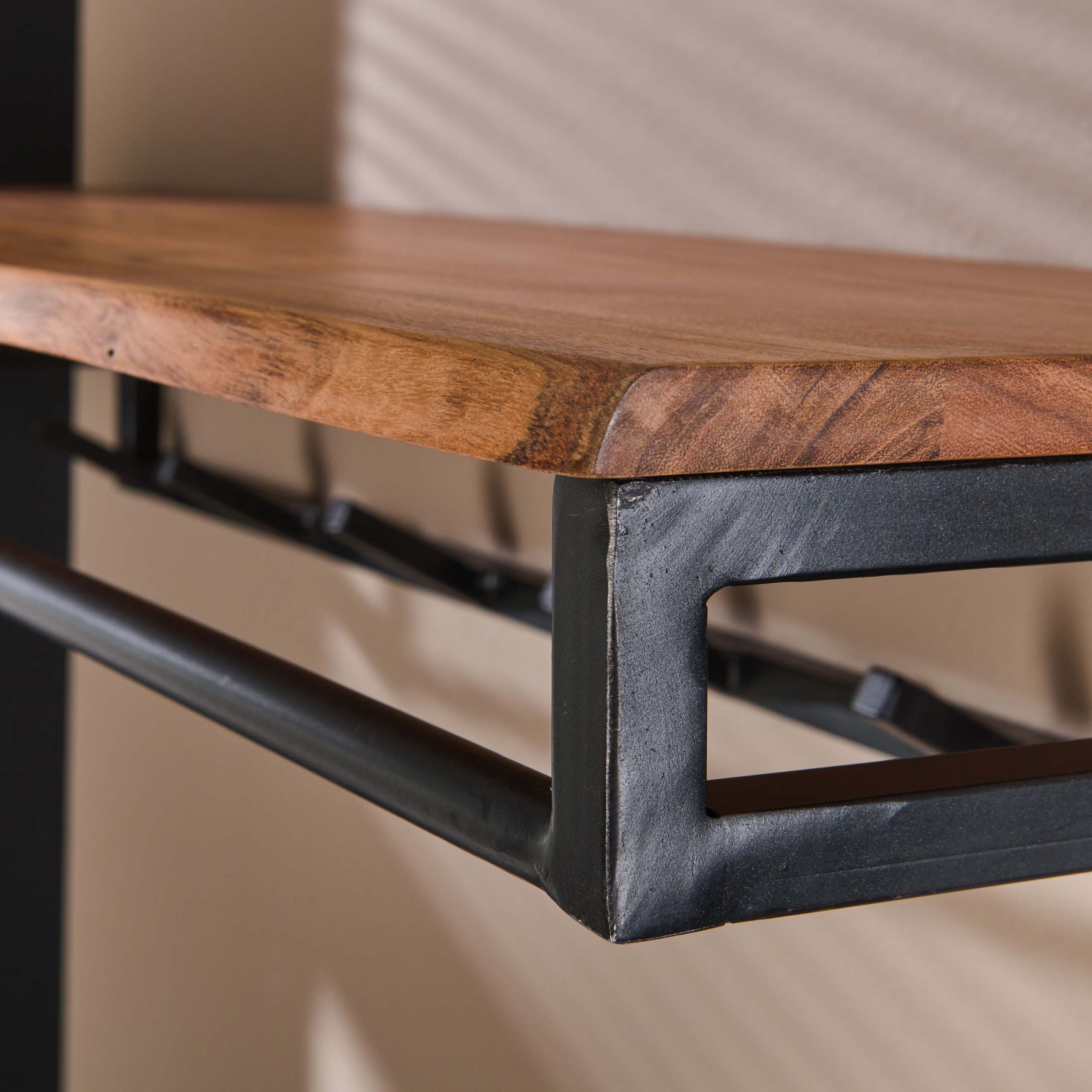 Kapstok Custom roede en hoedenplank 6 haken / Massief acacia - Zijlstra