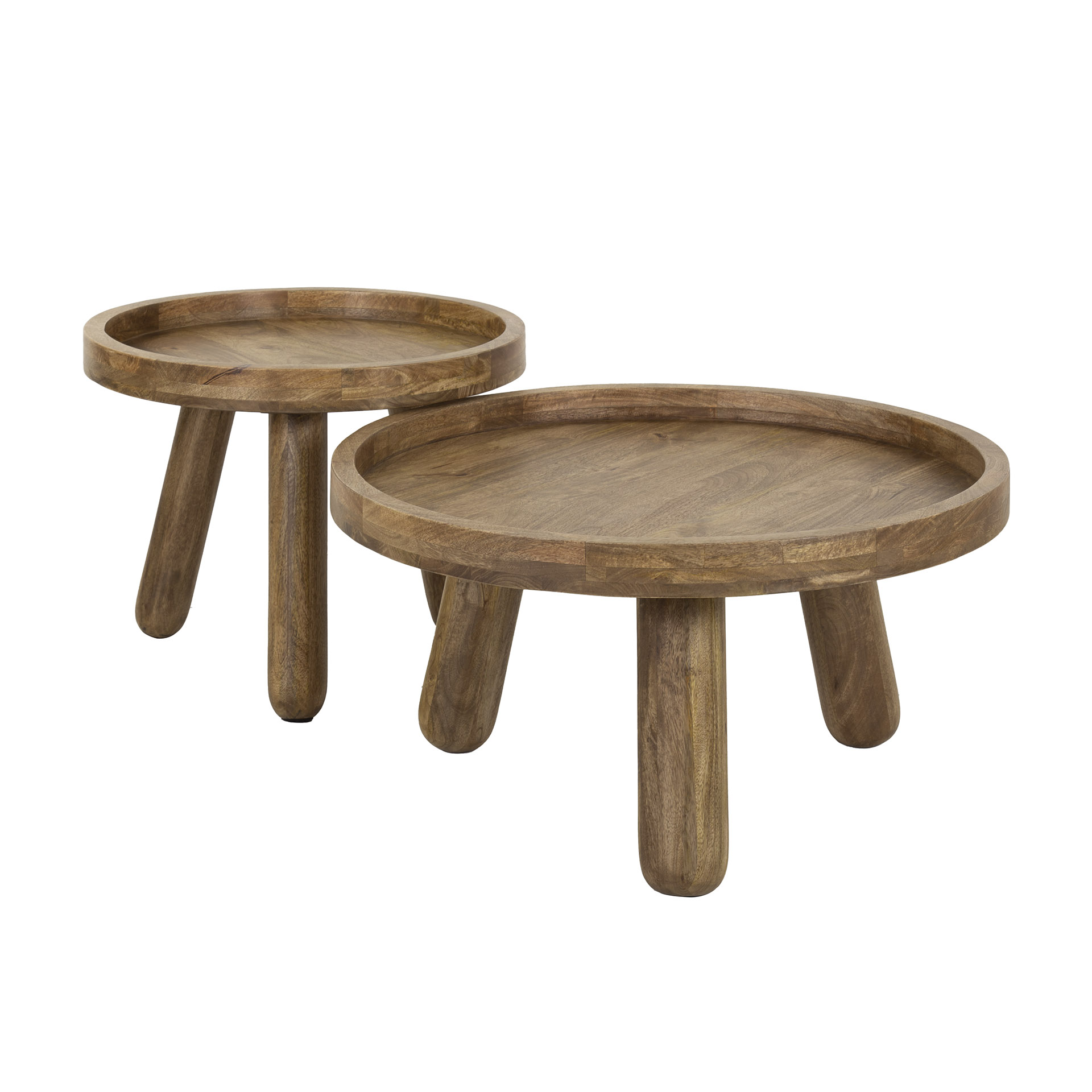 Mesa de centro Tripod, juego de 2 / Mango macizo arena - Zijlstra