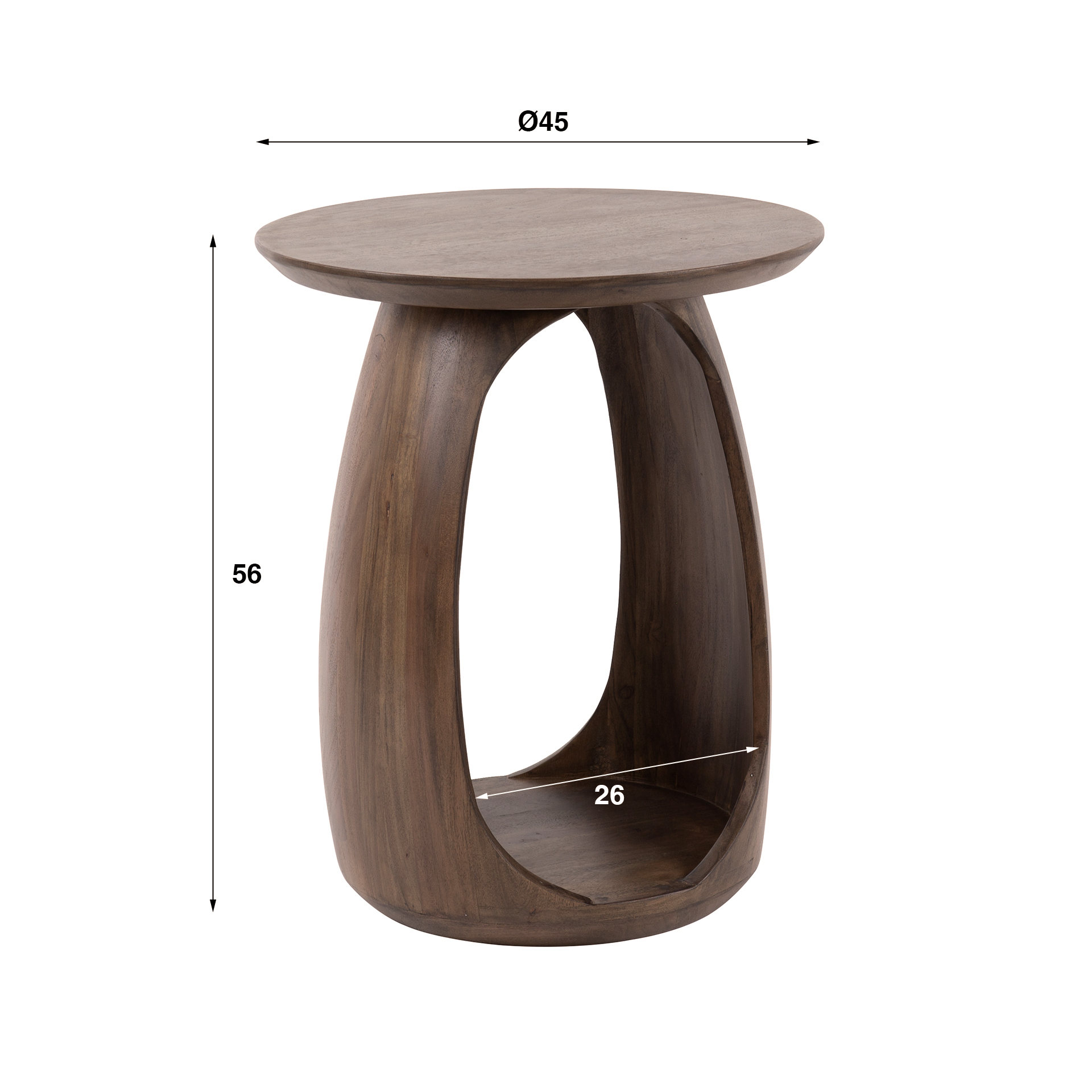 Bijzettafel Flow Solid S / Massief acacia glaze brown - Zijlstra